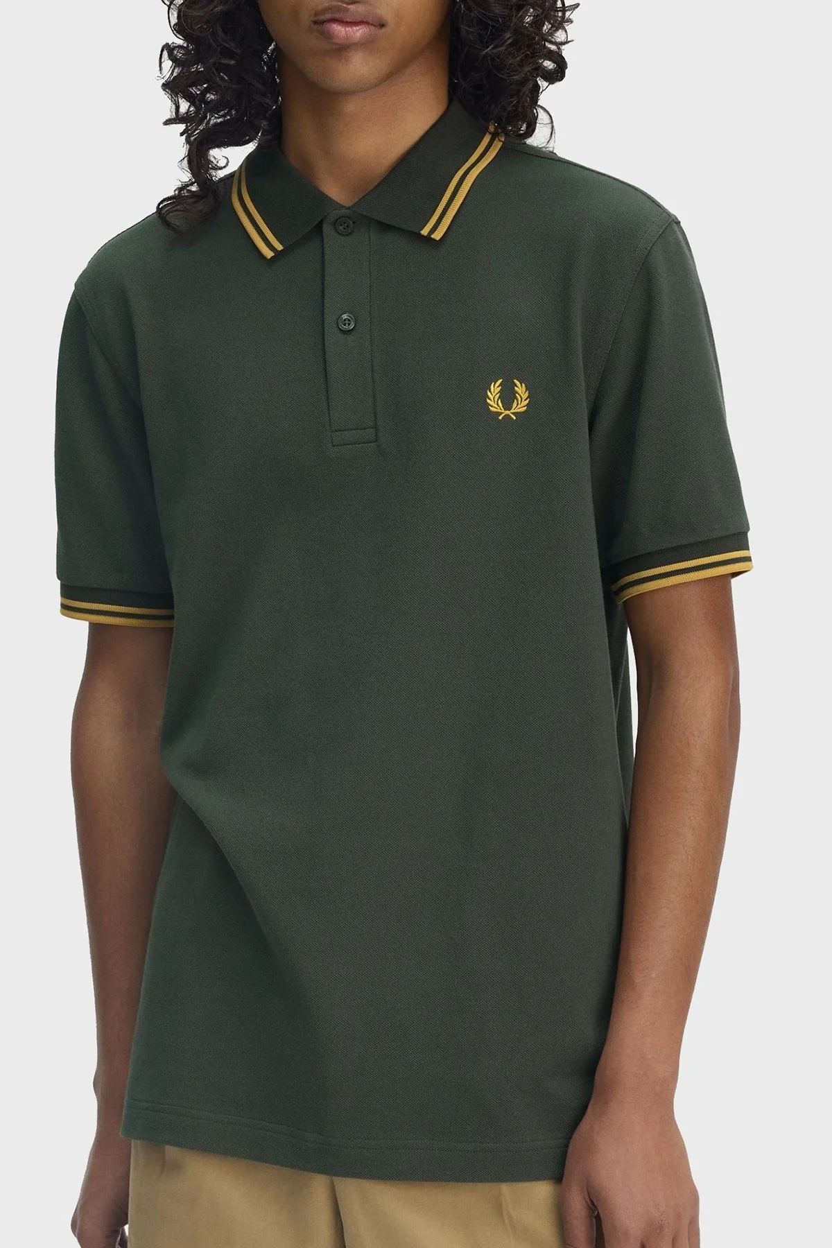 Fred Perry % 100 Pamuk Regular Fit Şerit Detaylı Düğmeli Erkek Polo Yaka T Shirt M3600 Y22 YEŞİL - 11