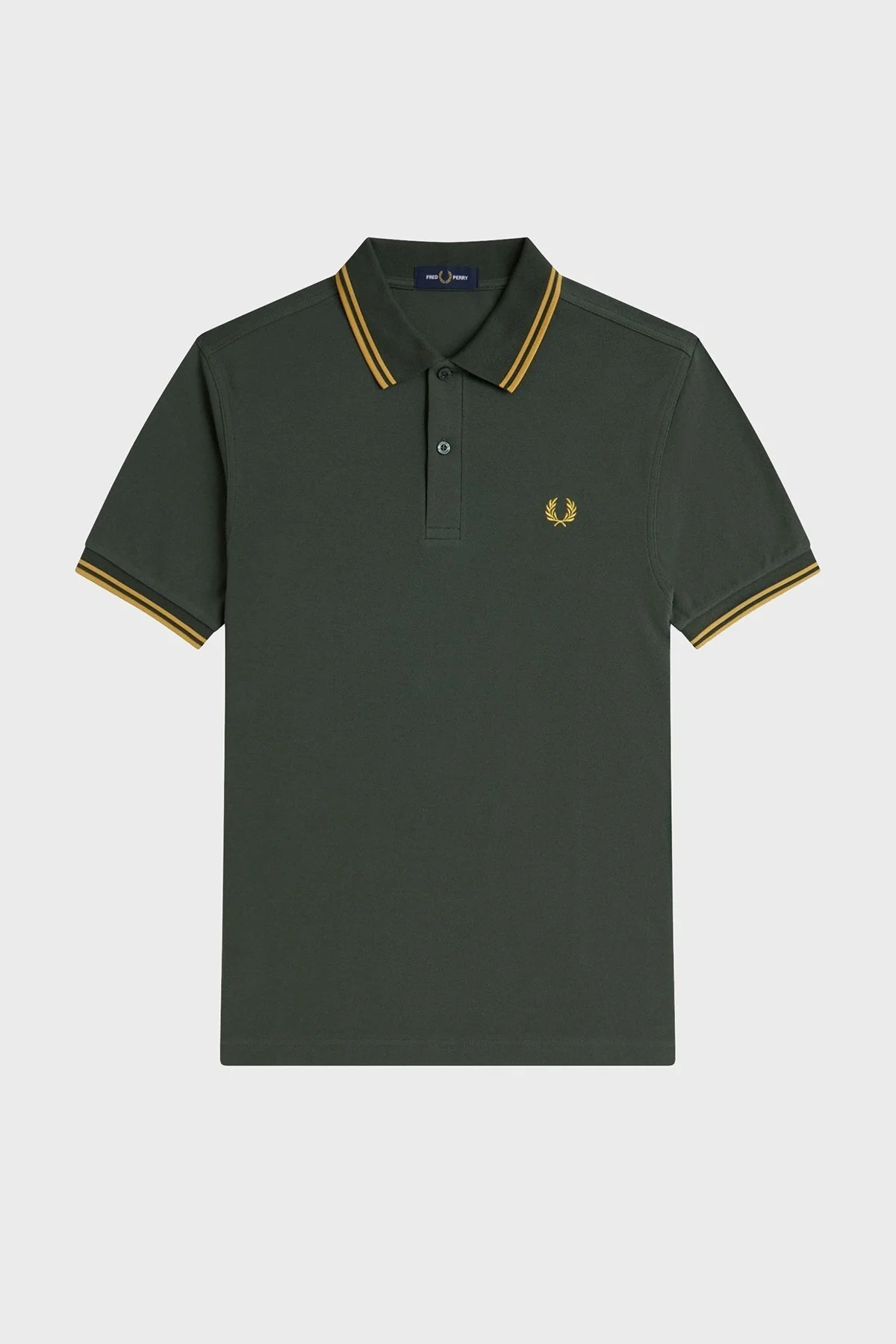 Fred Perry % 100 Pamuk Regular Fit Şerit Detaylı Düğmeli Erkek Polo Yaka T Shirt M3600 Y22 YEŞİL - 13
