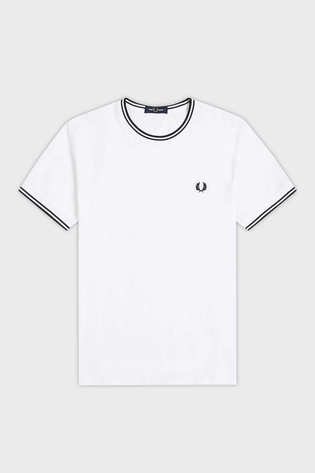Fred Perry % 100 Pamuk Regular Fit Şerit Detaylı Sıfır Yaka Erkek T Shirt M1588 100 BEYAZ - 9