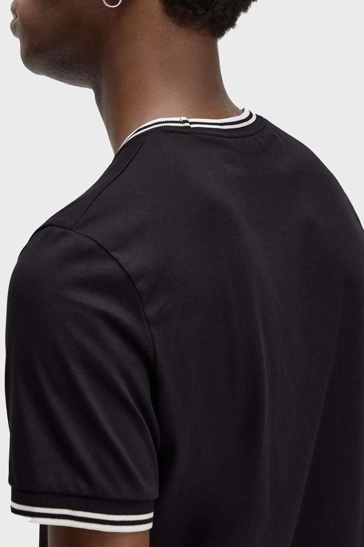 Fred Perry % 100 Pamuk Regular Fit Şerit Detaylı Sıfır Yaka Erkek T Shirt M1588 102 SİYAH - 10