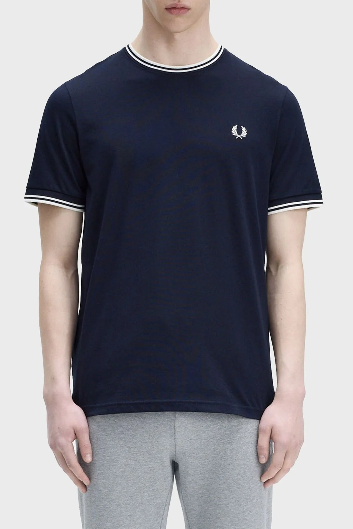 Fred Perry % 100 Pamuk Regular Fit Şerit Detaylı Sıfır Yaka Erkek T Shirt M1588 795 LACİVERT - 8
