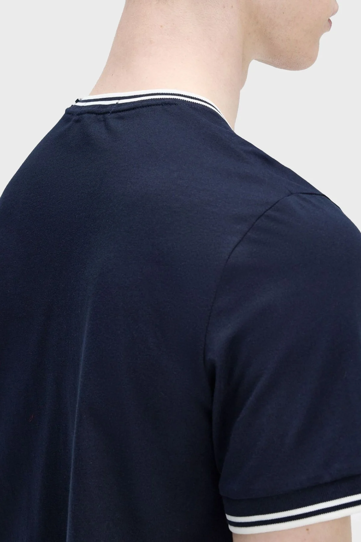 Fred Perry % 100 Pamuk Regular Fit Şerit Detaylı Sıfır Yaka Erkek T Shirt M1588 795 LACİVERT - 12