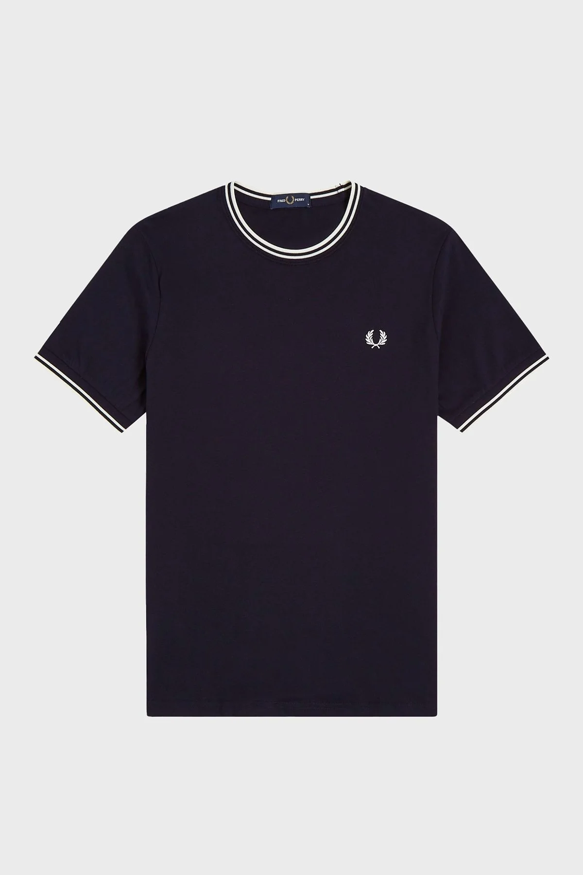 Fred Perry % 100 Pamuk Regular Fit Şerit Detaylı Sıfır Yaka Erkek T Shirt M1588 795 LACİVERT - 13