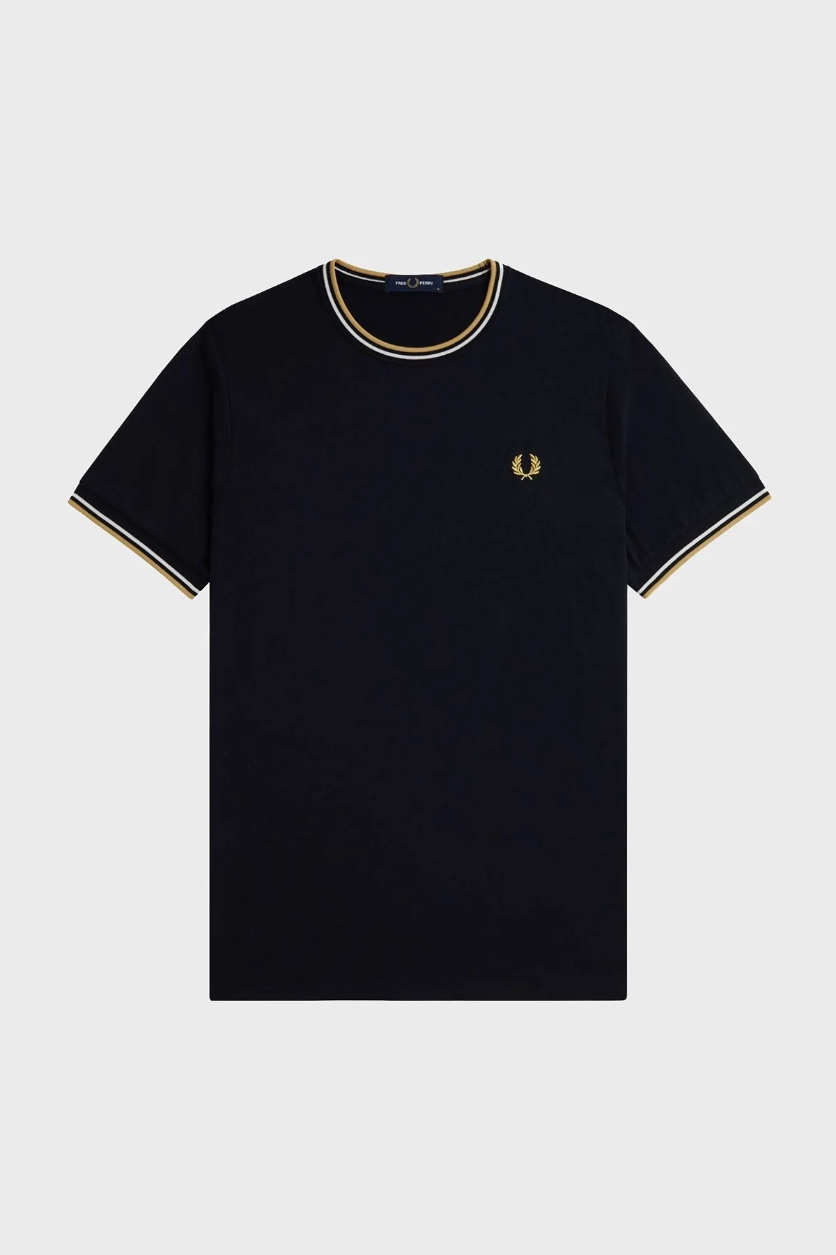 Fred Perry % 100 Pamuk Regular Fit Şerit Detaylı Sıfır Yaka Erkek T Shirt M1588 W53 LACİVERT - 9