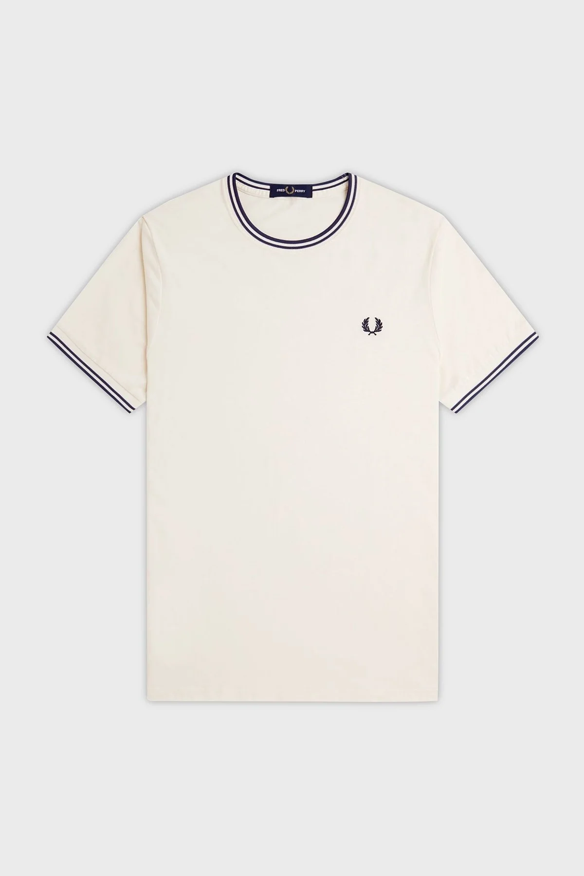 Fred Perry % 100 Pamuk Regular Fit Şerit Detaylı Sıfır Yaka Erkek T Shirt M1588 Y24 EKRU - 11