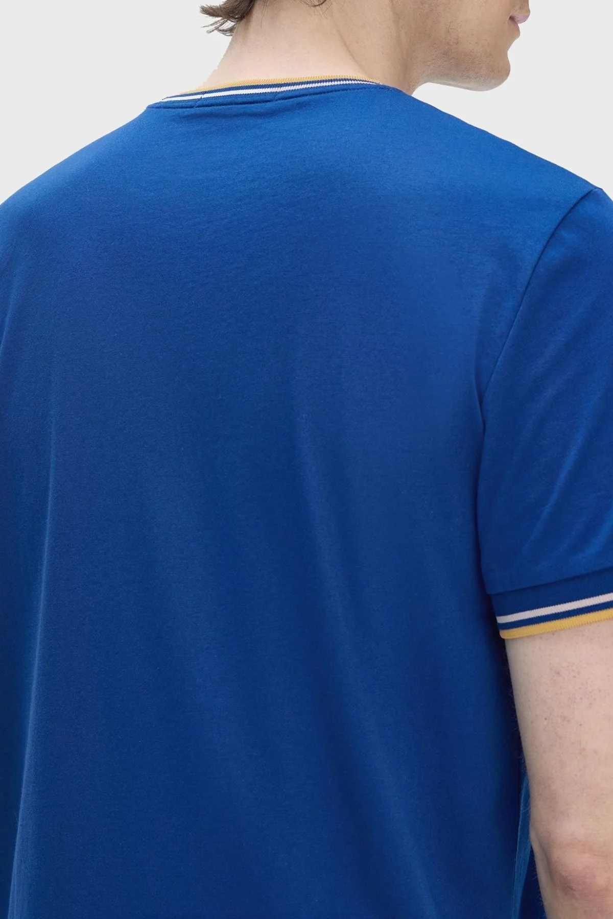 Fred Perry % 100 Pamuk Regular Fit Şerit Detaylı Sıfır Yaka Erkek T Shirt M1588 Y95 MAVİ - 12