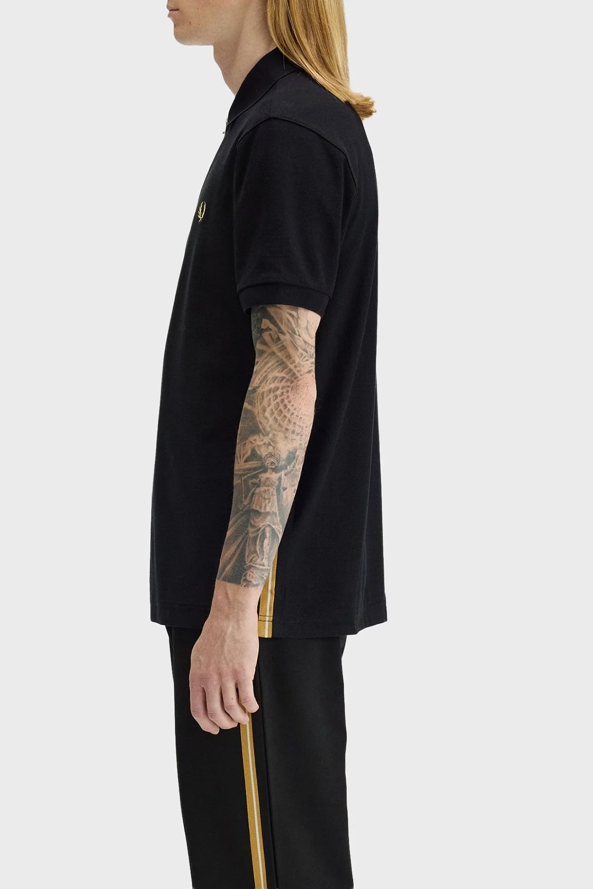 Fred Perry % 100 Pamuk Regular Fit Şerit Detaylı Yarım Fermuarlı Erkek Polo M2443 90A SİYAH - 3