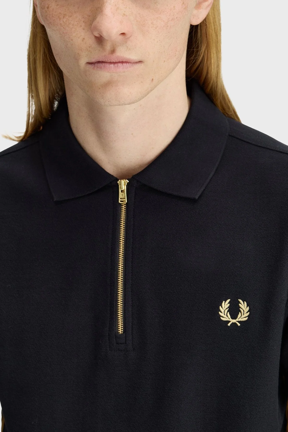 Fred Perry % 100 Pamuk Regular Fit Şerit Detaylı Yarım Fermuarlı Erkek Polo M2443 90A SİYAH - 5