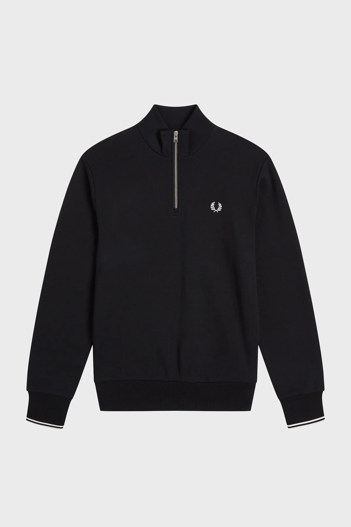 Fred Perry % 100 Pamuk Regular Fit Yarım Fermuarlı Dik Yaka Erkek Sweat M3574 102 SİYAH - 5