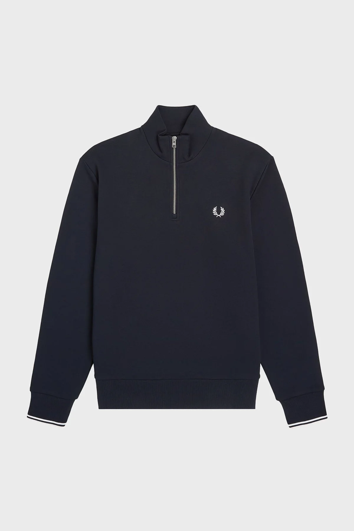 Fred Perry % 100 Pamuk Regular Fit Yarım Fermuarlı Dik Yaka Erkek Sweat M3574 608 LACİVERT - 6