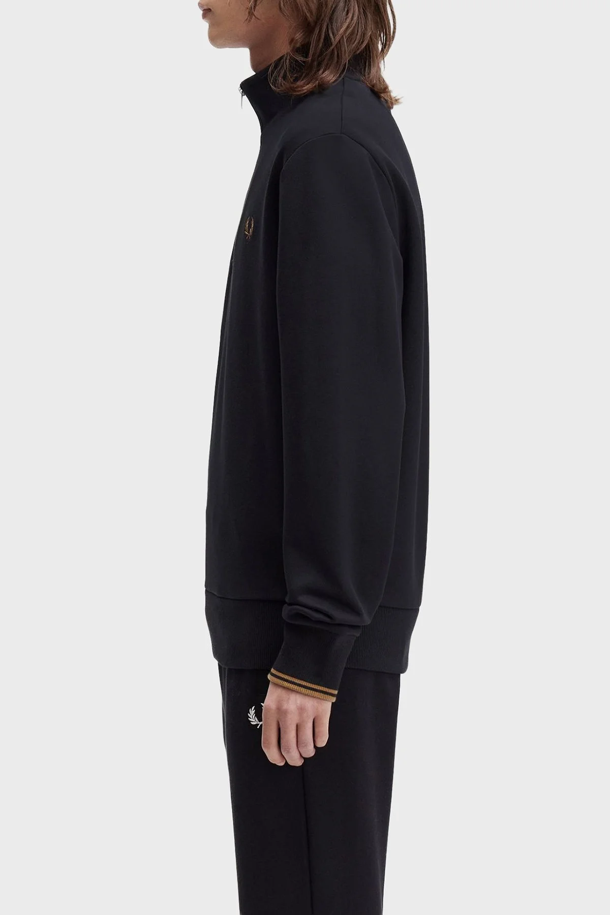 Fred Perry % 100 Pamuk Regular Fit Yarım Fermuarlı Dik Yaka Erkek Sweat M3574 S77 SİYAH - 2