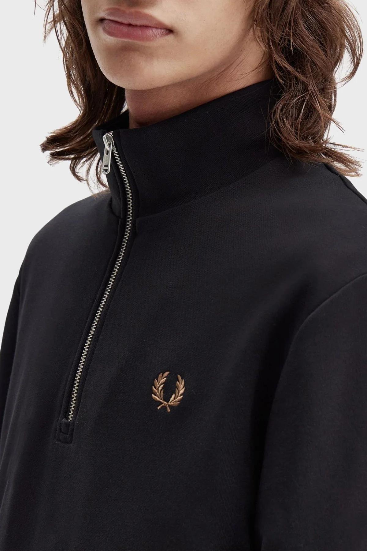 Fred Perry % 100 Pamuk Regular Fit Yarım Fermuarlı Dik Yaka Erkek Sweat M3574 S77 SİYAH - 4