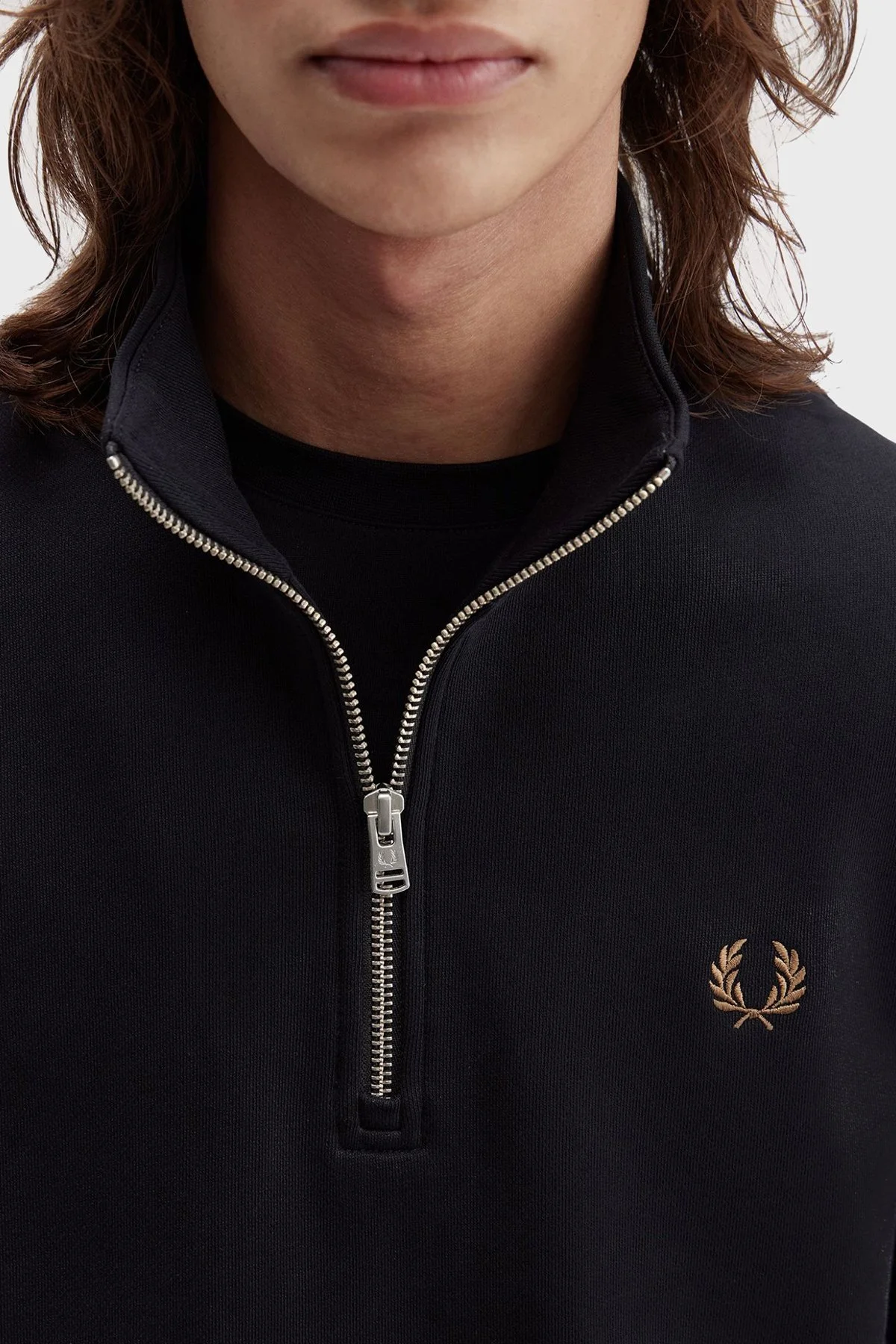 Fred Perry % 100 Pamuk Regular Fit Yarım Fermuarlı Dik Yaka Erkek Sweat M3574 S77 SİYAH - 5