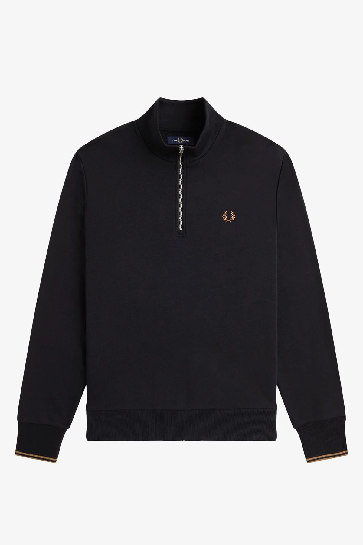 Fred Perry % 100 Pamuk Regular Fit Yarım Fermuarlı Dik Yaka Erkek Sweat M3574 S77 SİYAH - 6