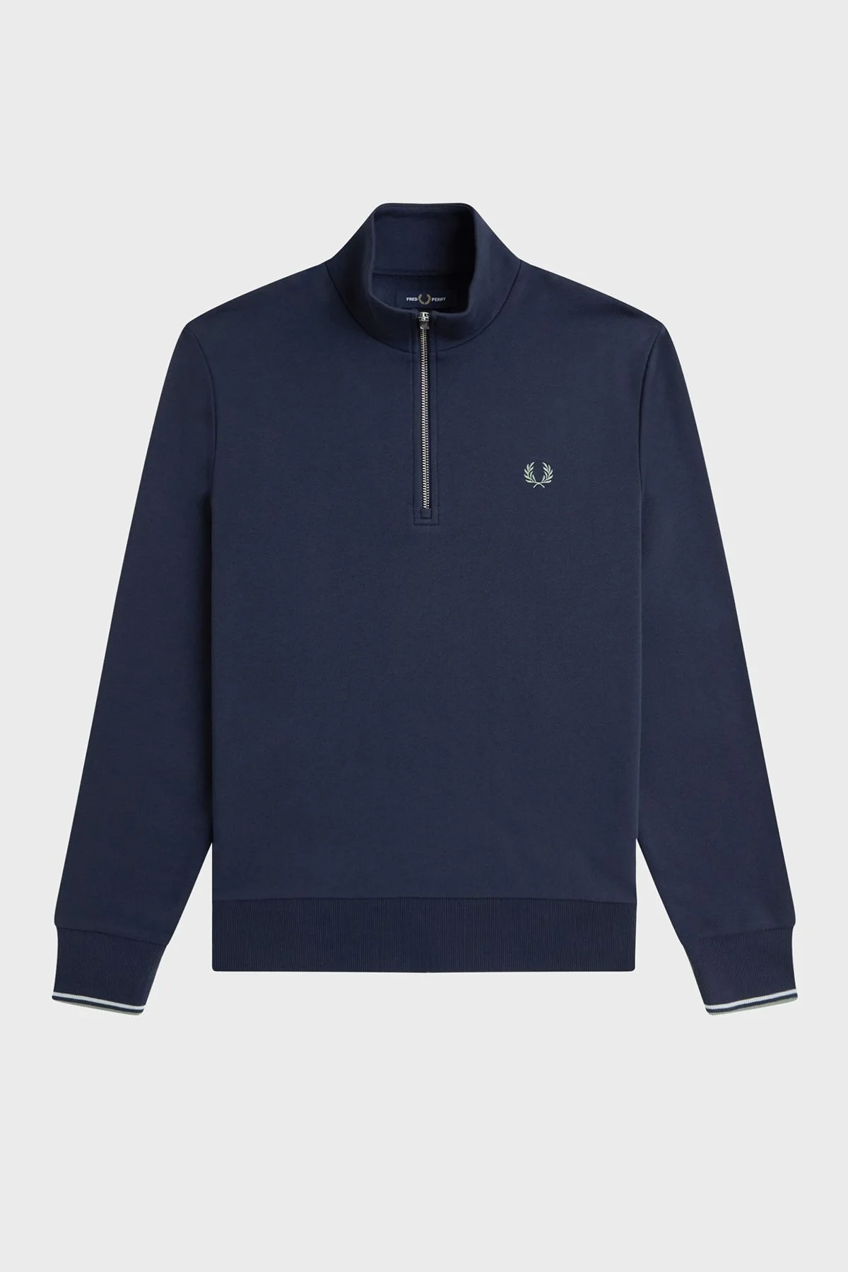 Fred Perry % 100 Pamuk Regular Fit Yarım Fermuarlı Dik Yaka Erkek Sweat M3574 Z47 KOYU MAVİ - 6