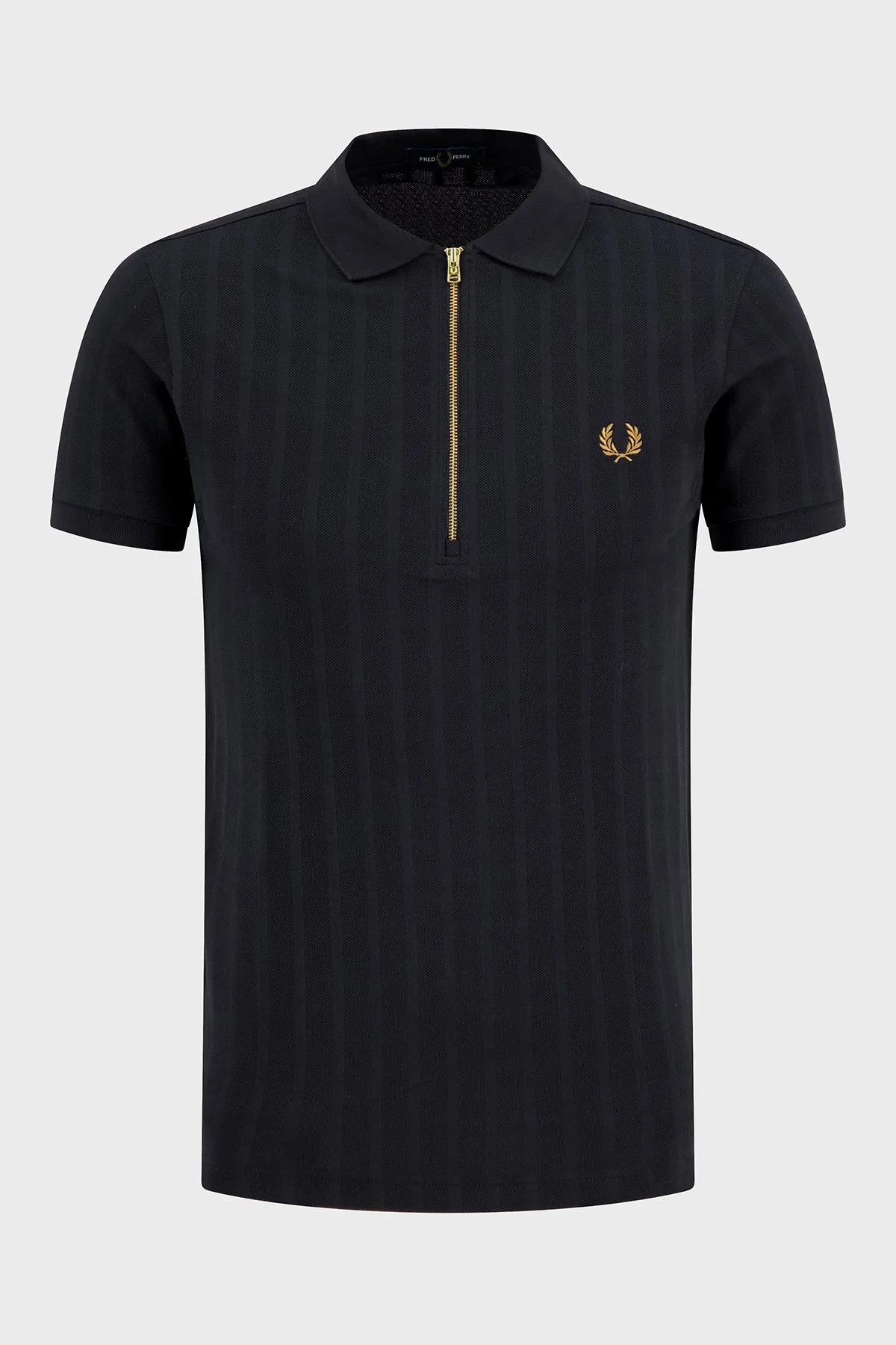 Fred Perry % 100 Pamuk Regular Fit Yarım Fermuarlı Polo Erkek T Shirt M2382 102 SİYAH - 1