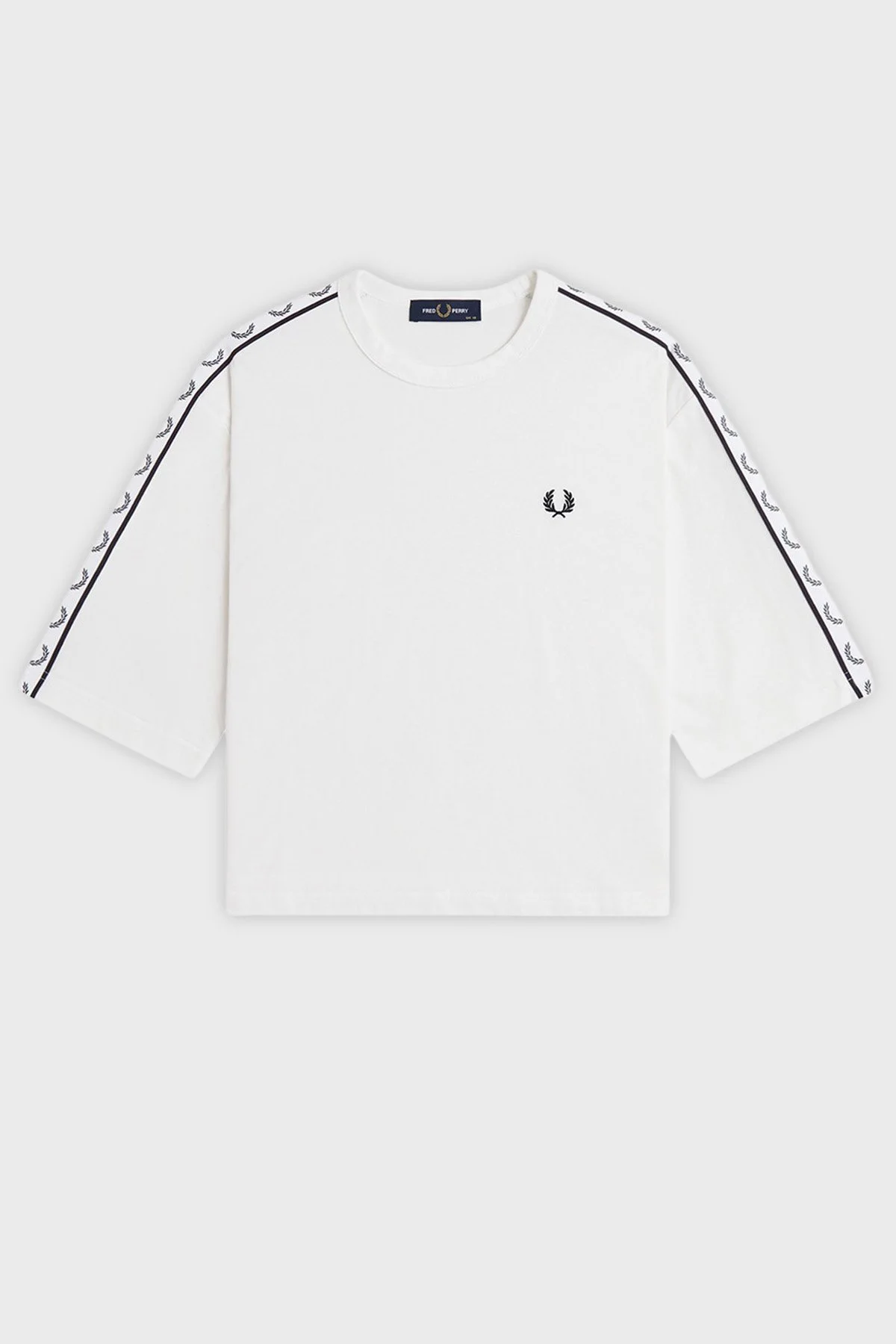 Fred Perry Bant Detaylı % 100 Pamuk Bisiklet Yaka Bayan T Shirt G2160 129 BEYAZ - 6