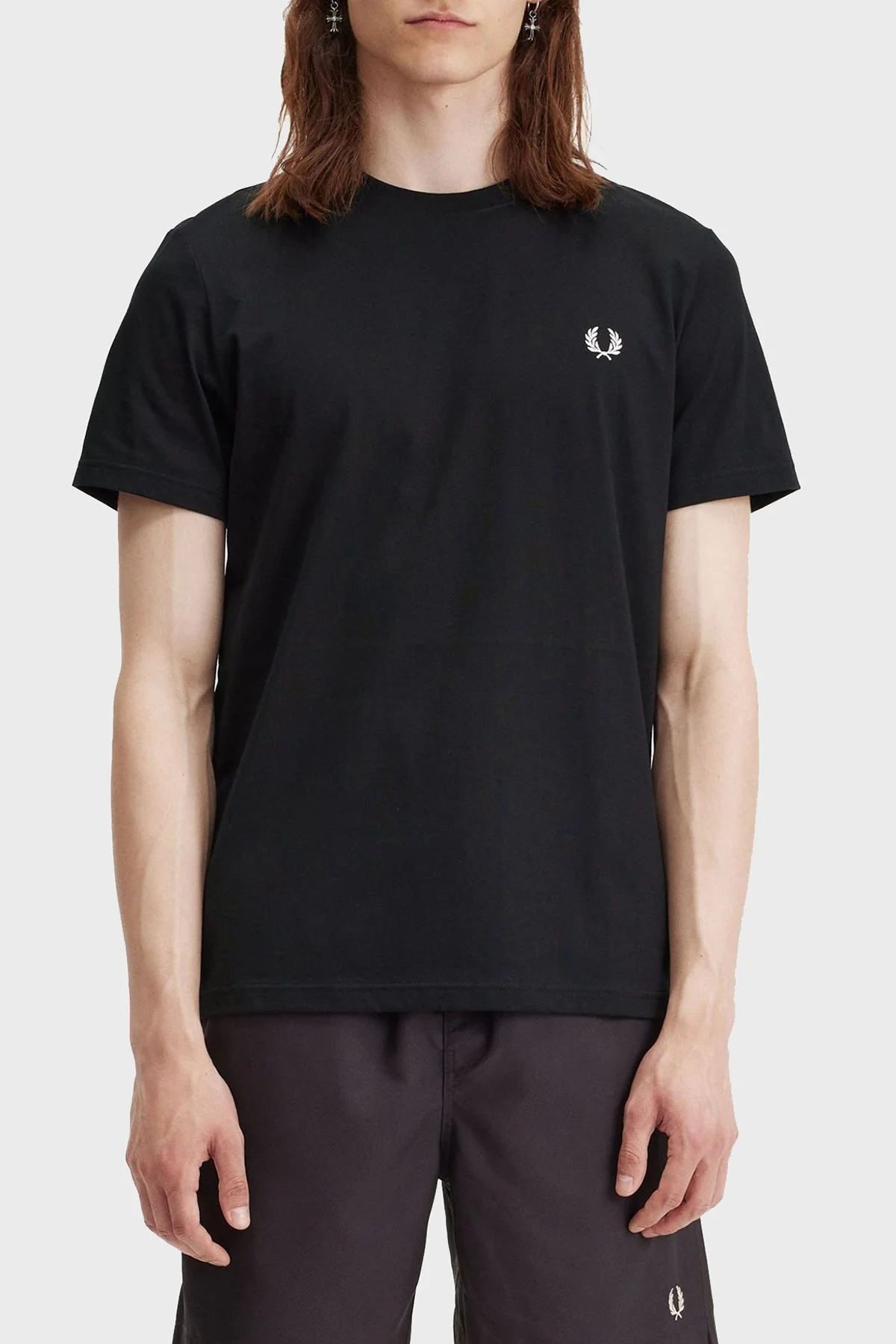 Fred Perry Baskılı % 100 Pamuk Regular Fit Bisiklet Yaka Erkek T Shirt M7784 102 SİYAH - 8