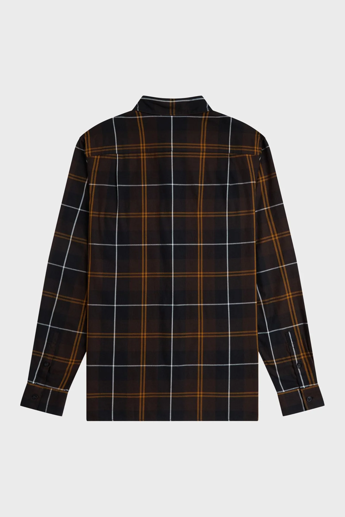 Fred Perry Ekoseli % 100 Pamuk Düğmeli Yaka Erkek Gömlek M3457 33C Kahve - 7