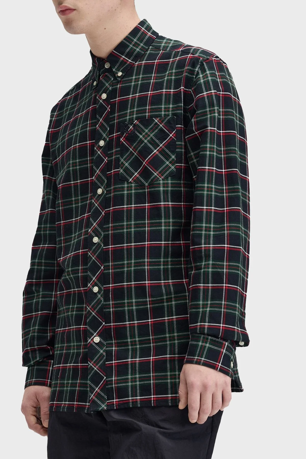 Fred Perry Ekoseli Pamuklu Regular Fit Düğmeli Yaka Erkek Gömlek M3720 Z89 Lacivert-yeşil - 3