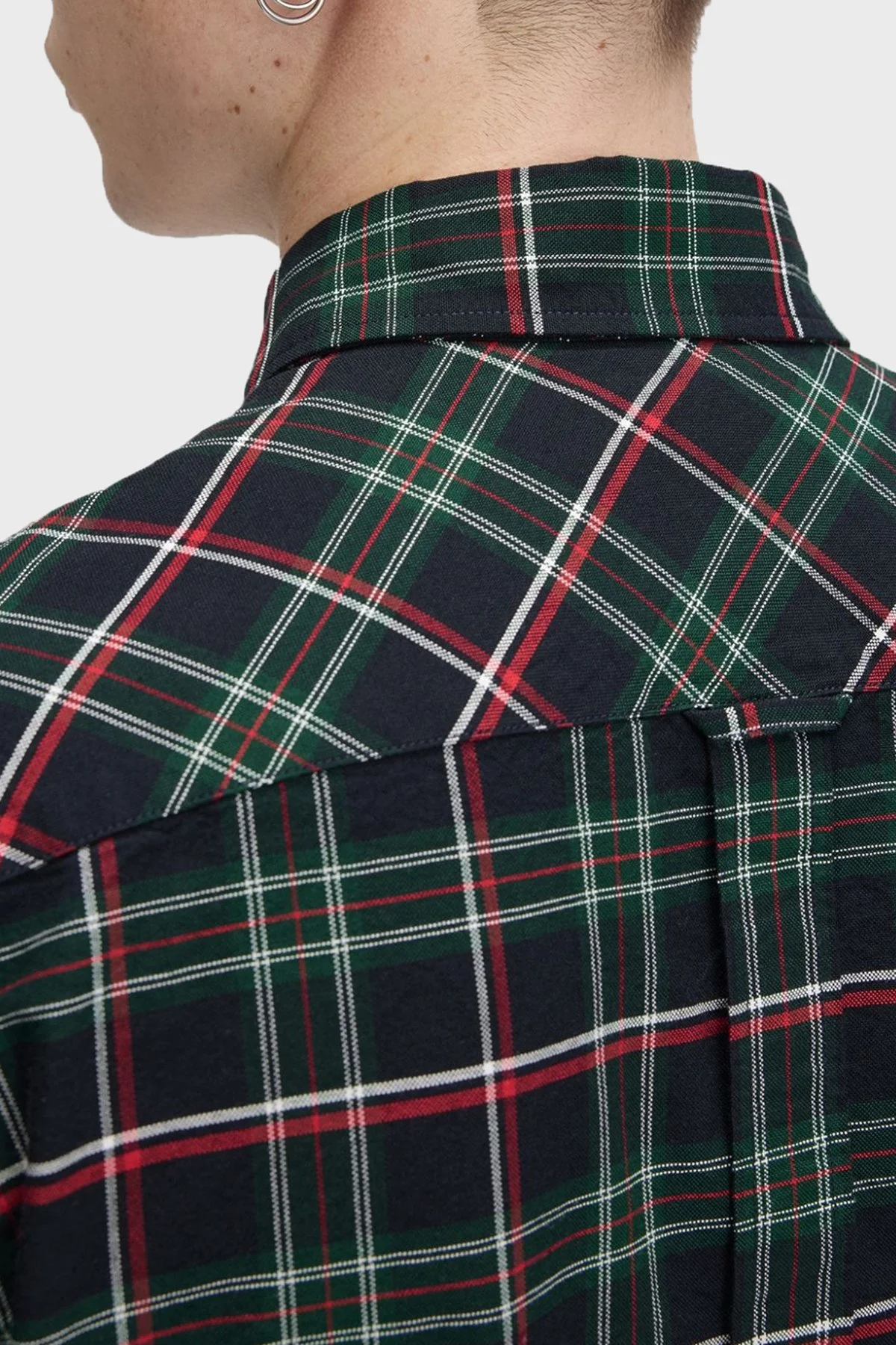 Fred Perry Ekoseli Pamuklu Regular Fit Düğmeli Yaka Erkek Gömlek M3720 Z89 Lacivert-yeşil - 5