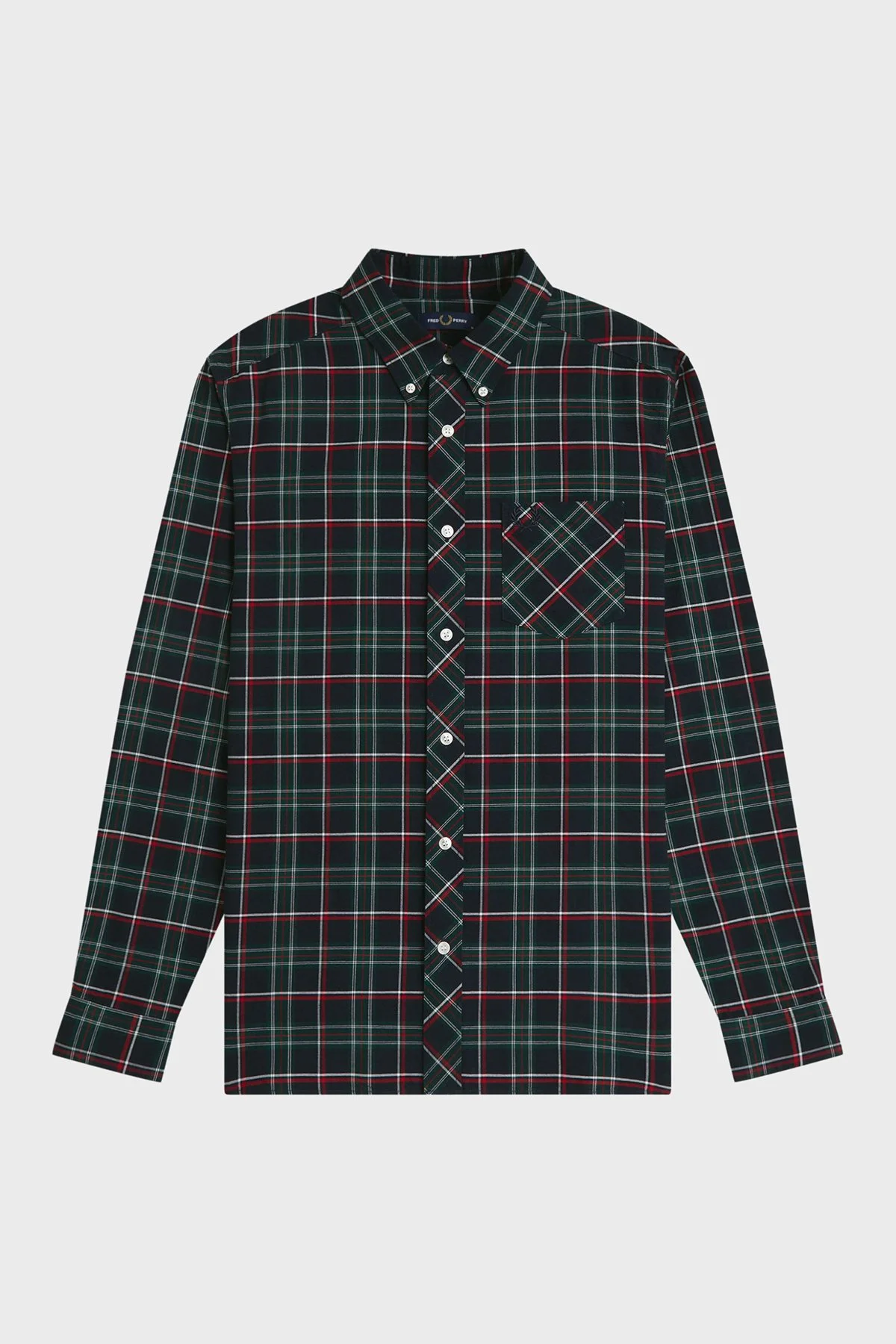 Fred Perry Ekoseli Pamuklu Regular Fit Düğmeli Yaka Erkek Gömlek M3720 Z89 Lacivert-yeşil - 6