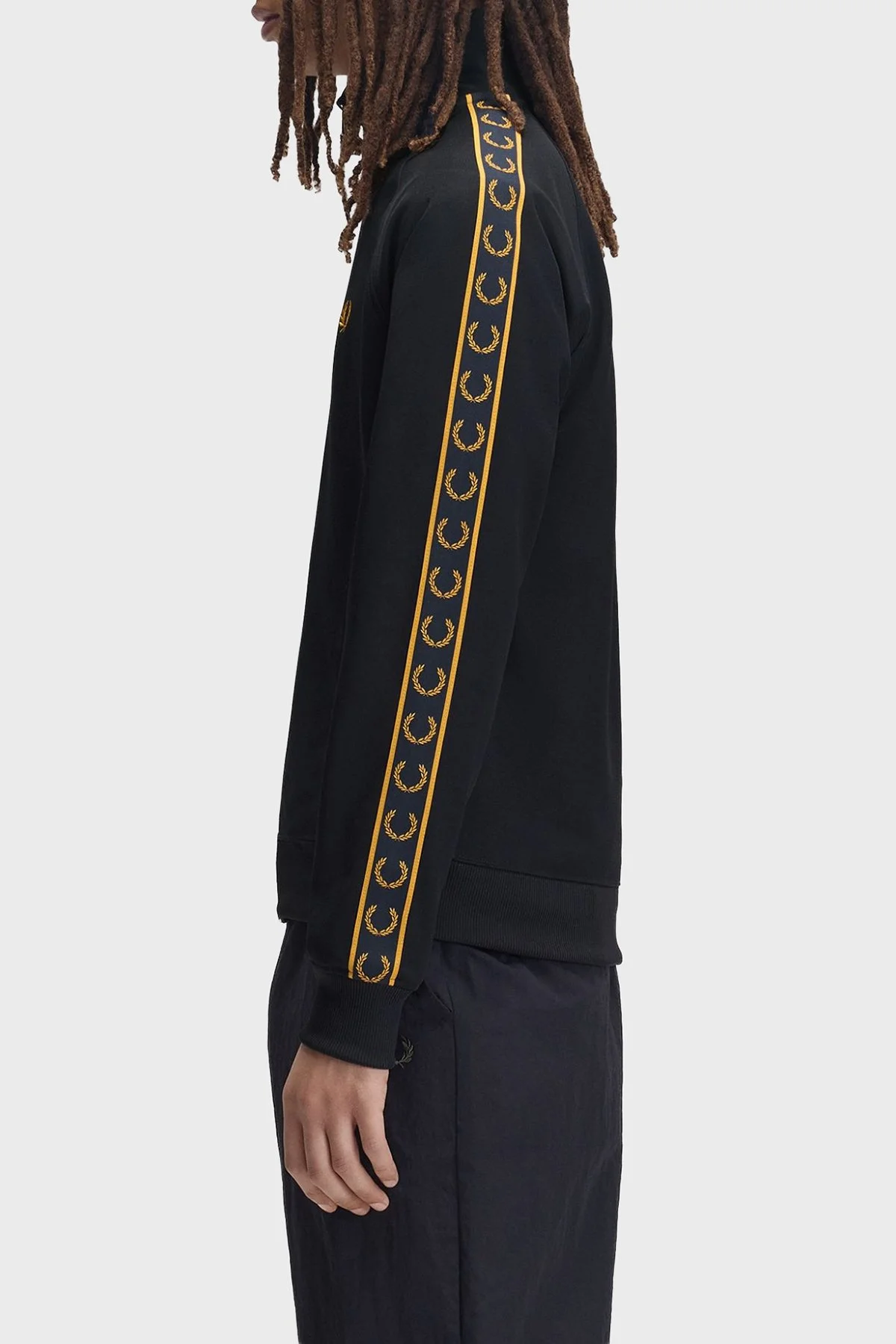 Fred Perry Kontrast Şeritli Logolu Dik Yaka Fermuarlı Erkek Sweat J5557 248 Lacivert - 3