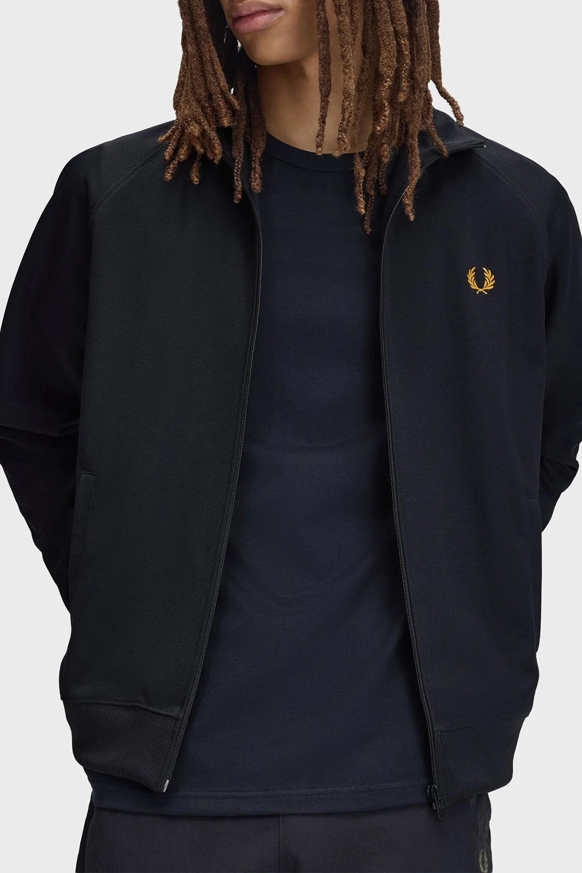 Fred Perry Kontrast Şeritli Logolu Dik Yaka Fermuarlı Erkek Sweat J5557 248 Lacivert - 4