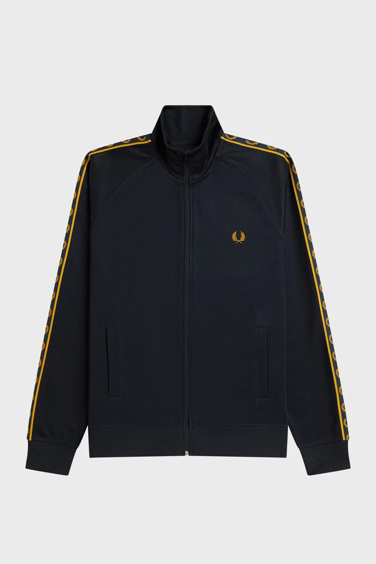 Fred Perry Kontrast Şeritli Logolu Dik Yaka Fermuarlı Erkek Sweat J5557 248 Lacivert - 6