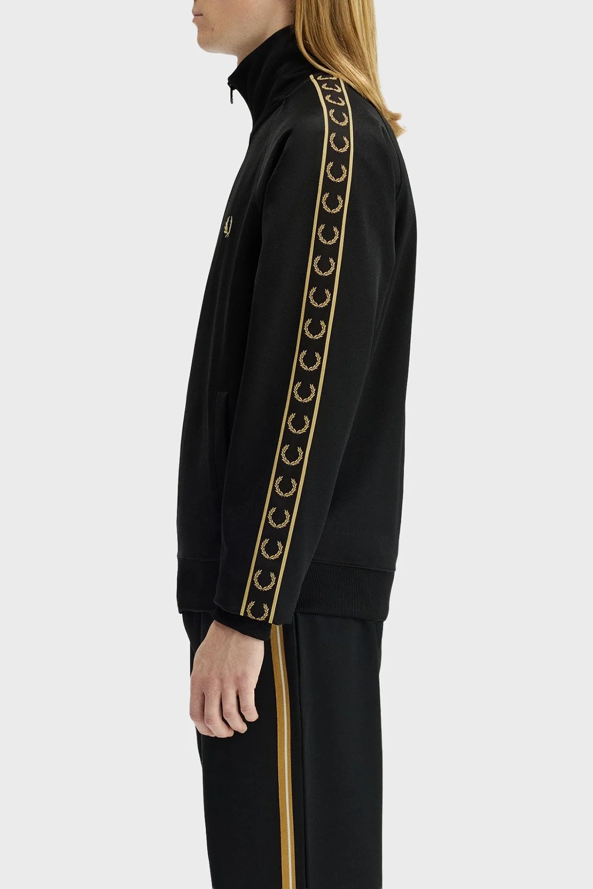 Fred Perry Kontrast Şeritli Logolu Pamuk Karışımlı Regular Fit Dik Yaka Fermuarlı Erkek Ceket J5557 90A SİYAH - 3