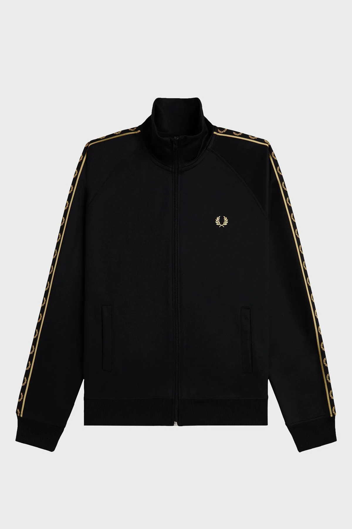 Fred Perry Kontrast Şeritli Logolu Pamuk Karışımlı Regular Fit Dik Yaka Fermuarlı Erkek Ceket J5557 90A SİYAH - 7