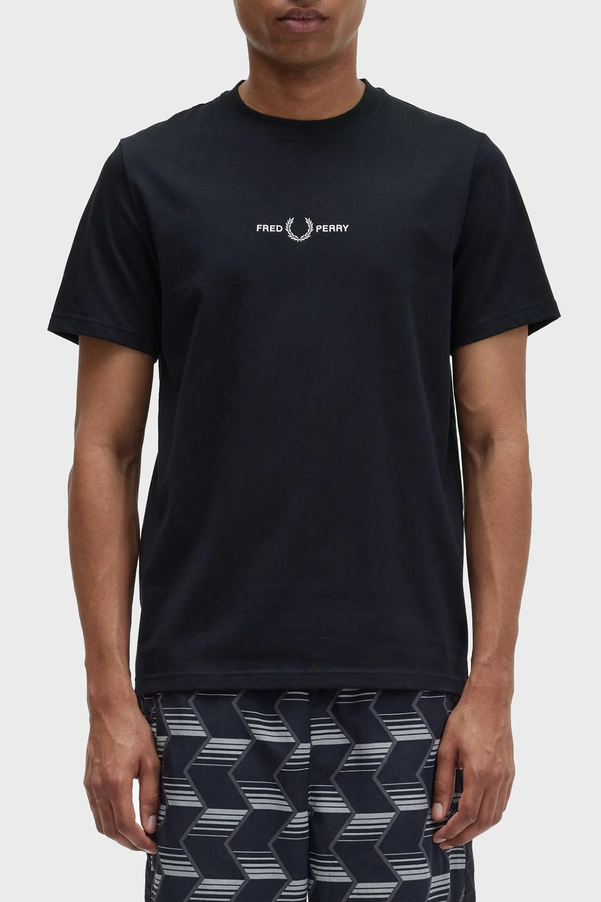 Fred Perry Logo Nakışlı % 100 Pamuk Regular Fit Bisiklet Yaka Erkek T Shirt M4580 102 SİYAH - 6