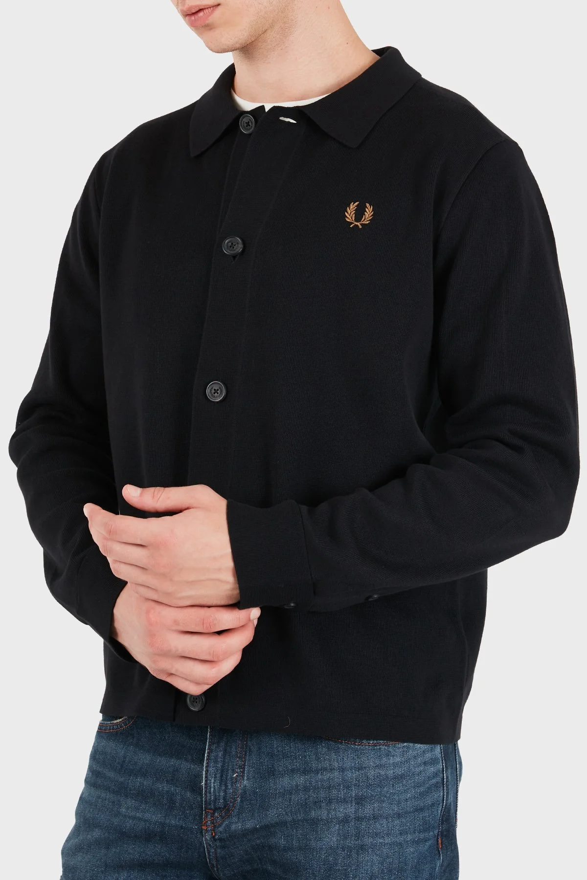 Fred Perry Logolu % 100 Pamuk Klasik Yaka Erkek Gömlek K3311 102 Siyah - 1