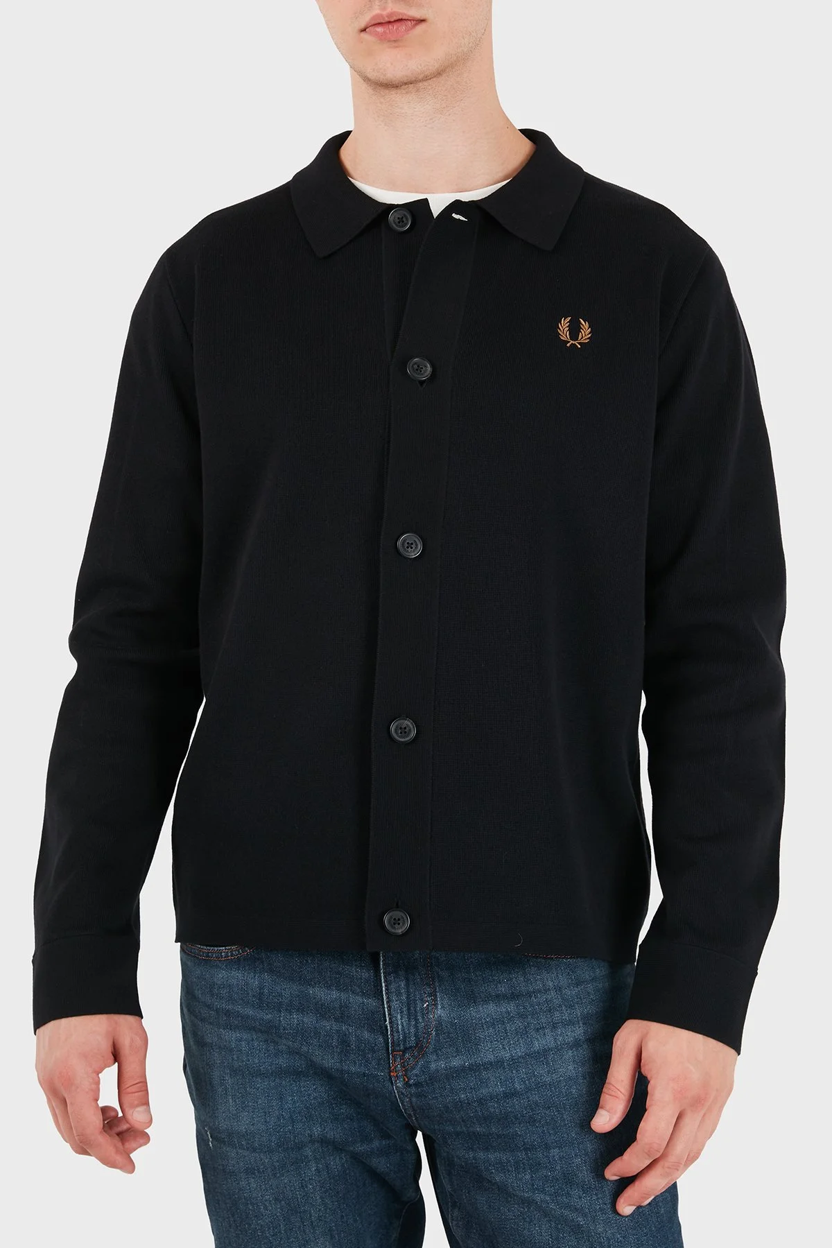 Fred Perry Logolu % 100 Pamuk Klasik Yaka Erkek Gömlek K3311 102 Siyah - 3