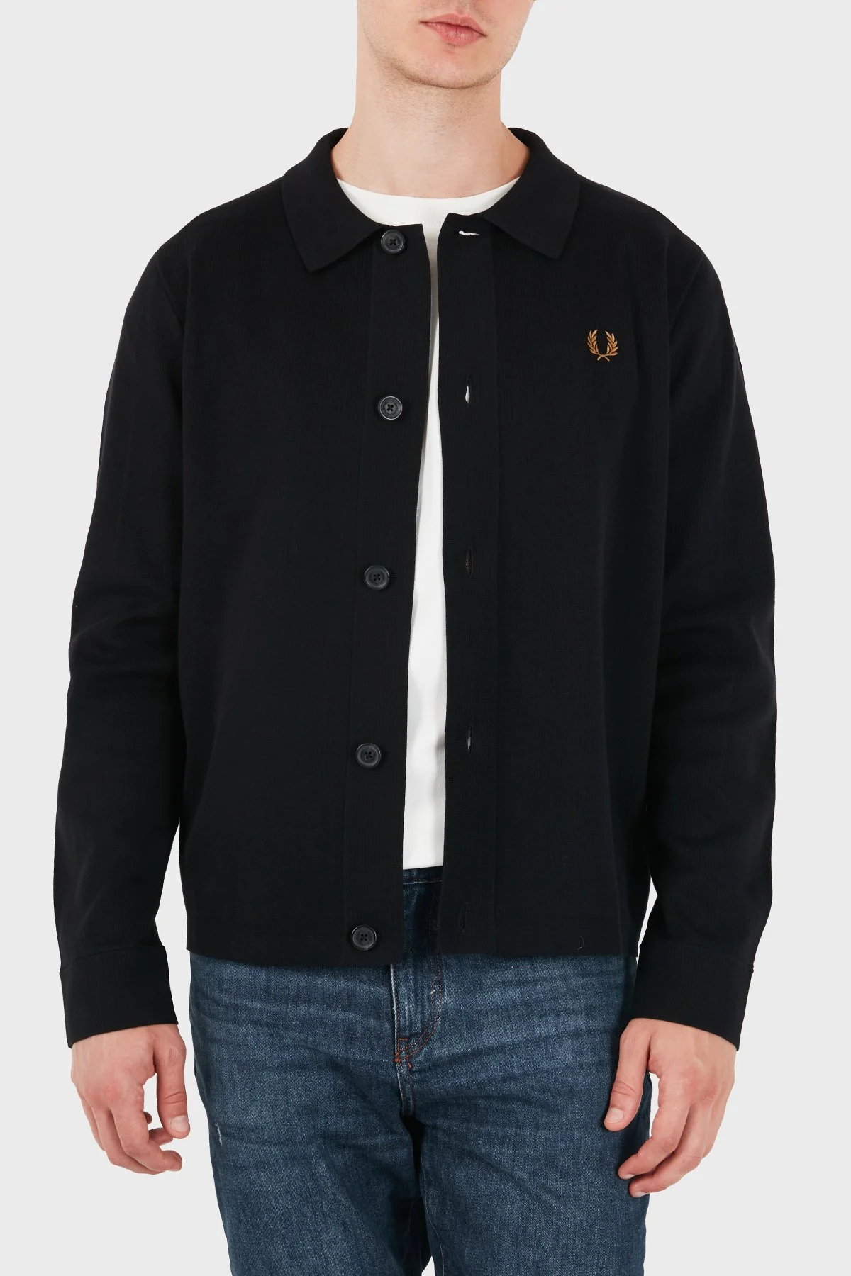 Fred Perry Logolu % 100 Pamuk Klasik Yaka Erkek Gömlek K3311 102 Siyah - 4