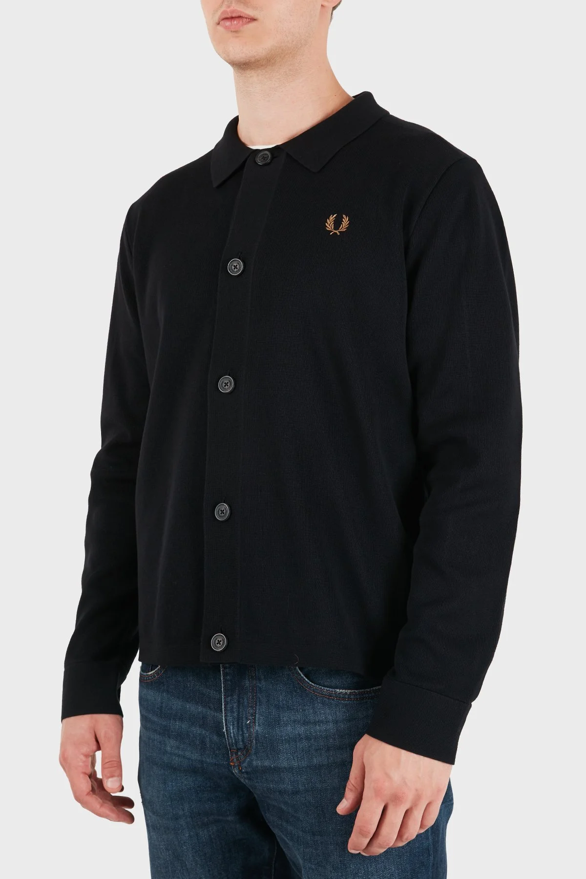 Fred Perry Logolu % 100 Pamuk Klasik Yaka Erkek Gömlek K3311 102 Siyah - 5