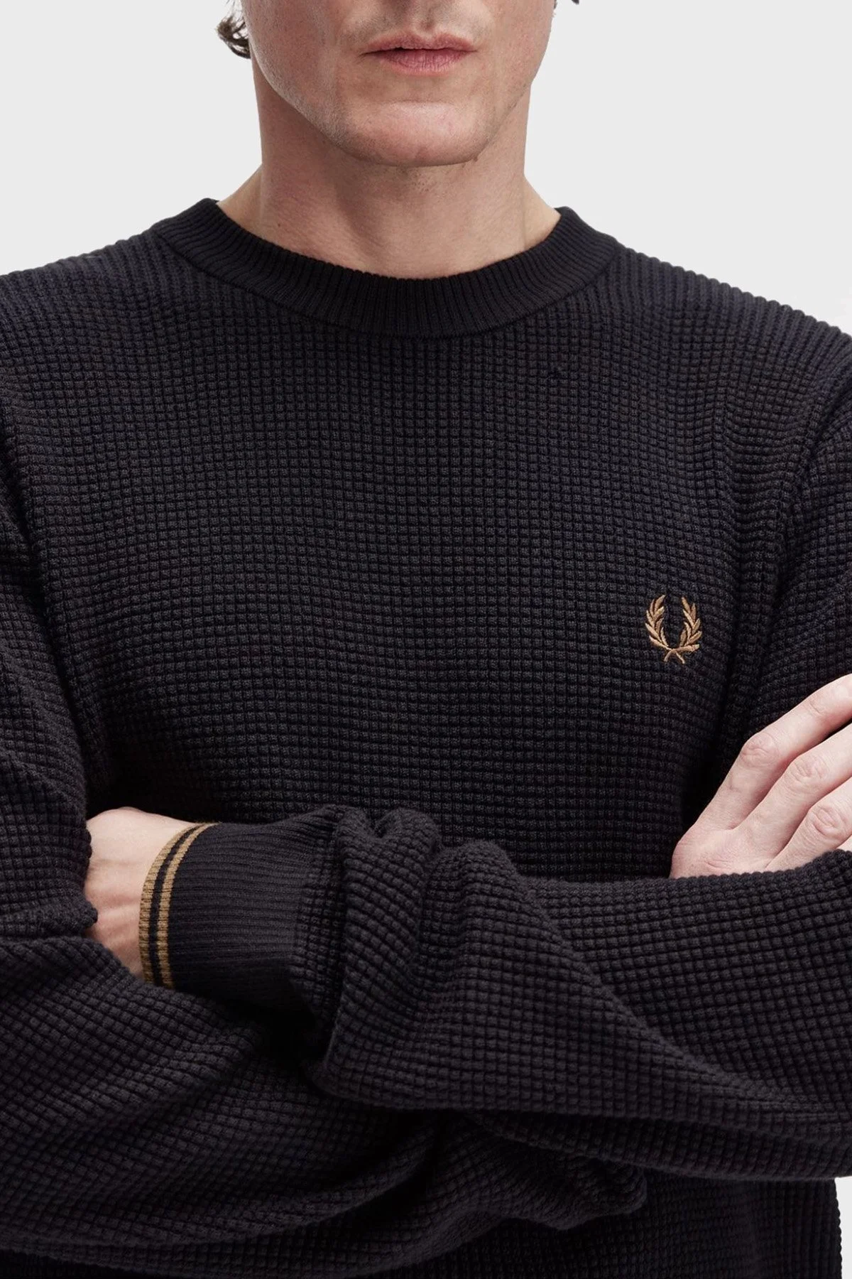 Fred Perry Logolu % 100 Pamuk Regular Fit Bisiklet Yaka Erkek Sweat K6507 102 SİYAH - 4