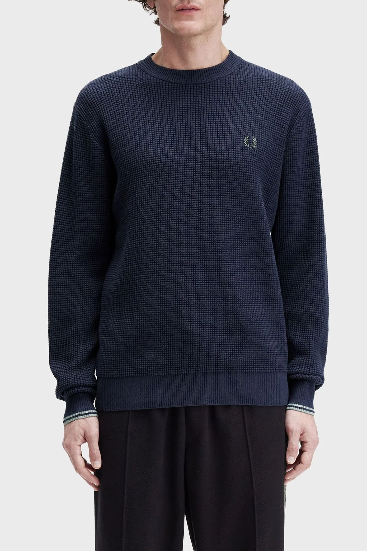 Fred Perry Logolu % 100 Pamuk Regular Fit Bisiklet Yaka Erkek Sweat K6507 738 LACİVERT - 1