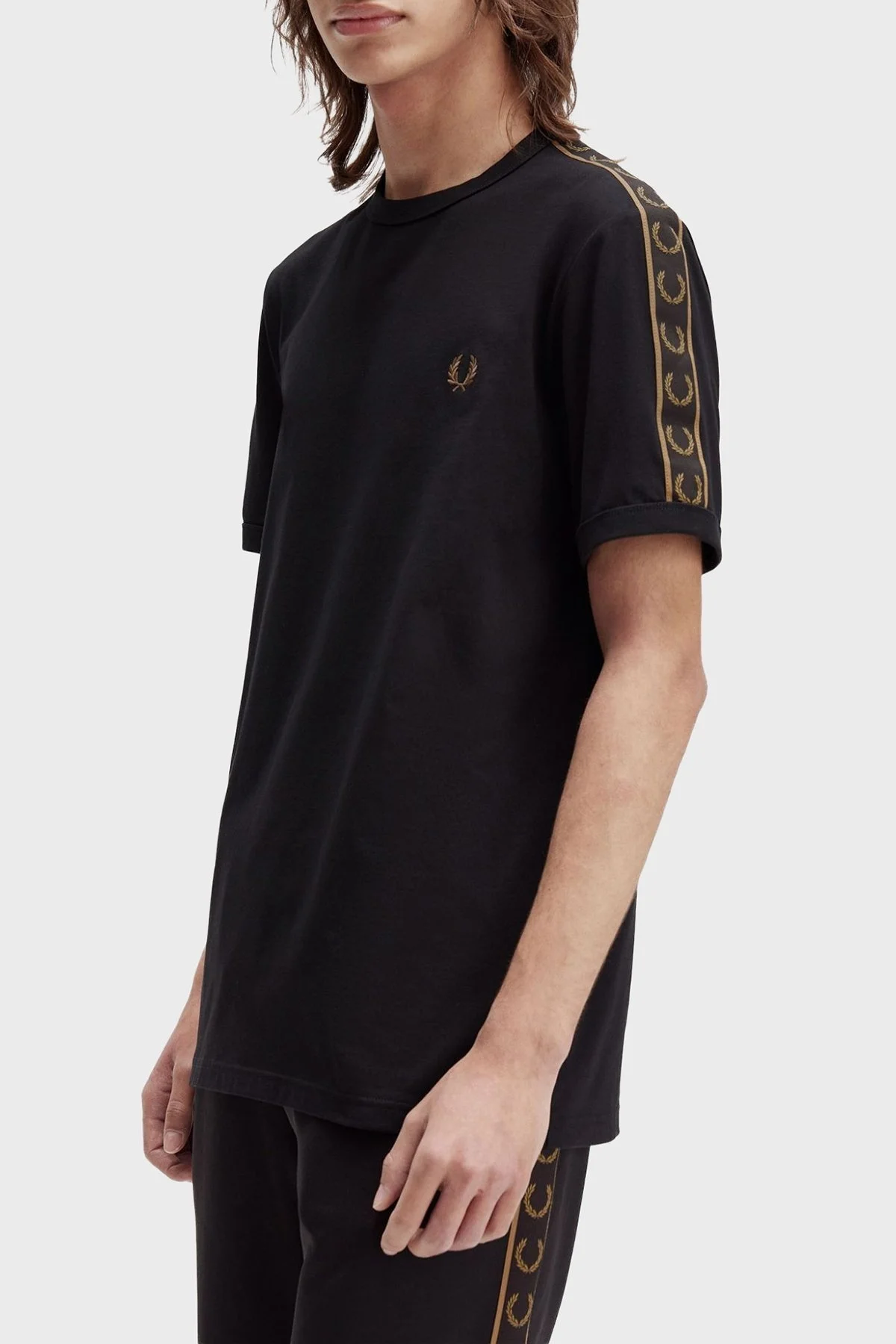 Fred Perry Logolu % 100 Pamuk Regular Fit Bisiklet Yaka Erkek T Shirt M4613 S77 SİYAH - 3