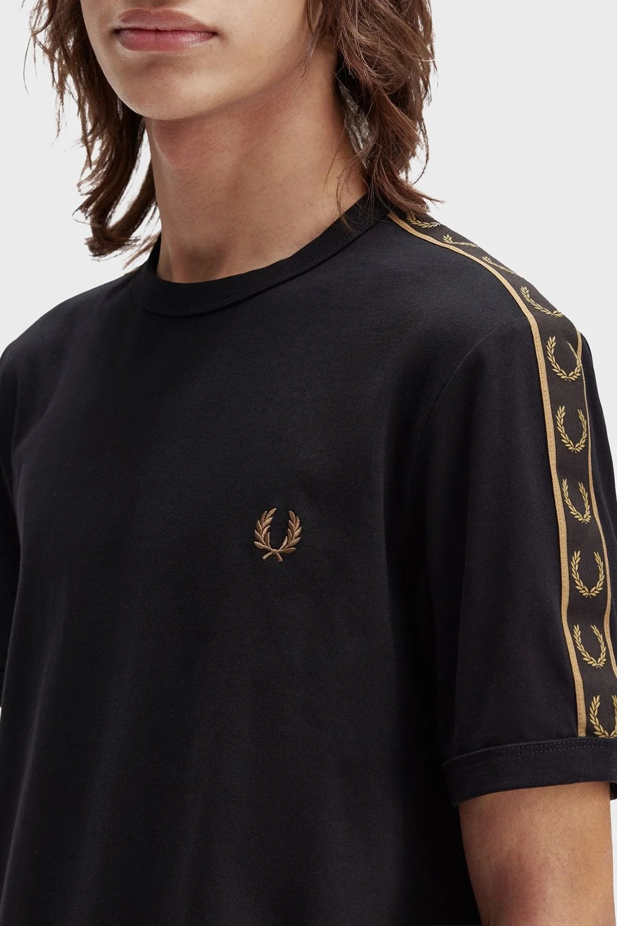 Fred Perry Logolu % 100 Pamuk Regular Fit Bisiklet Yaka Erkek T Shirt M4613 S77 SİYAH - 4