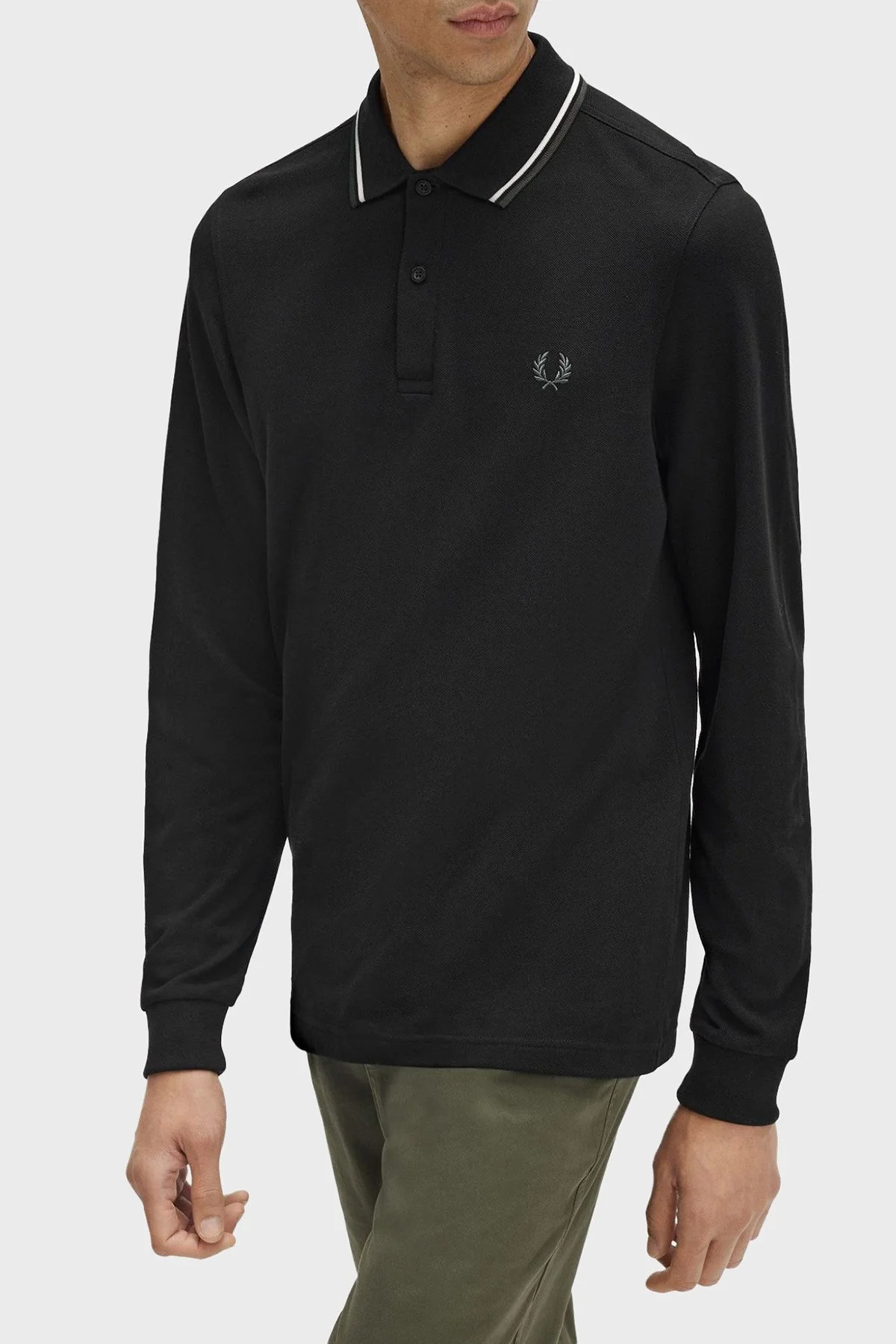 Fred Perry Logolu % 100 Pamuk Regular Fit Düğmeli Erkek Polo Yaka Sweat M3636 W54 SİYAH - 2