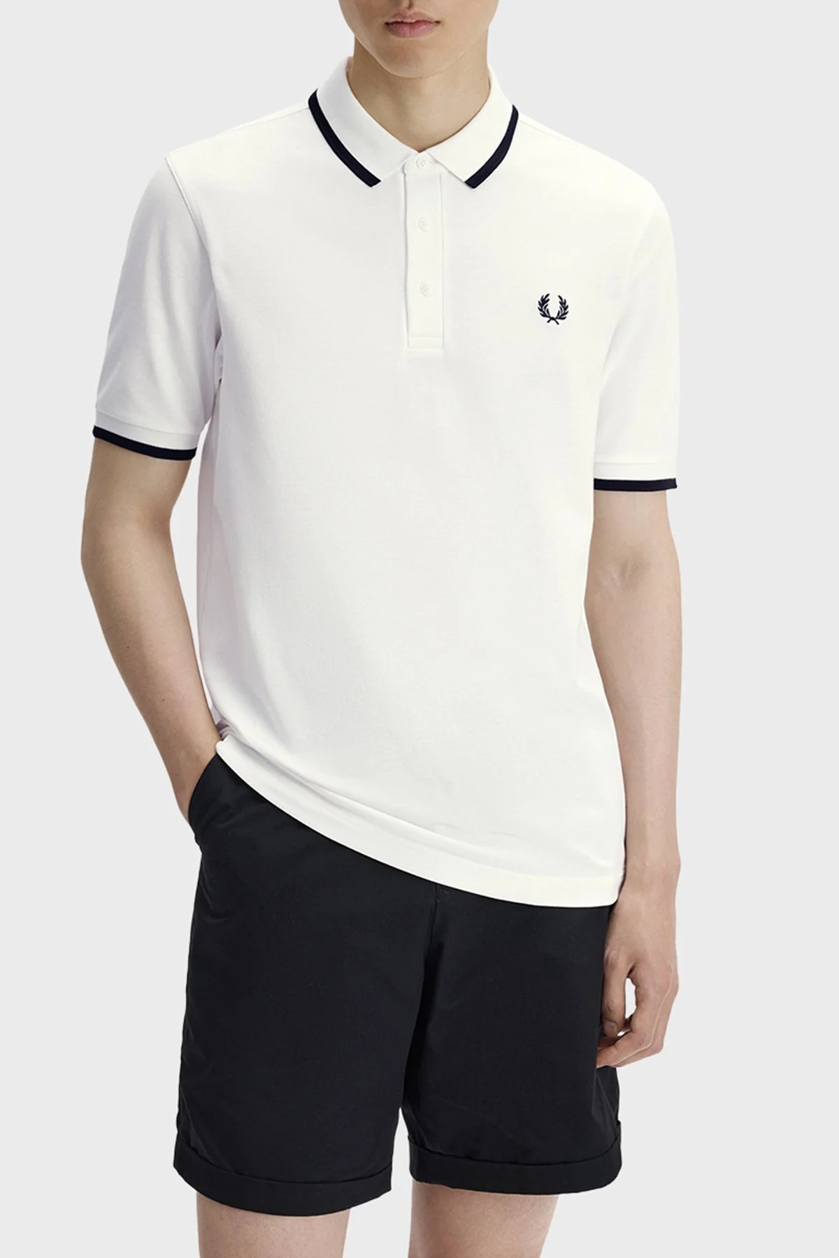 Fred Perry Logolu % 100 Pamuk Regular Fit Düğmeli Polo Erkek T Shirt M2326 129 BEYAZ - 1