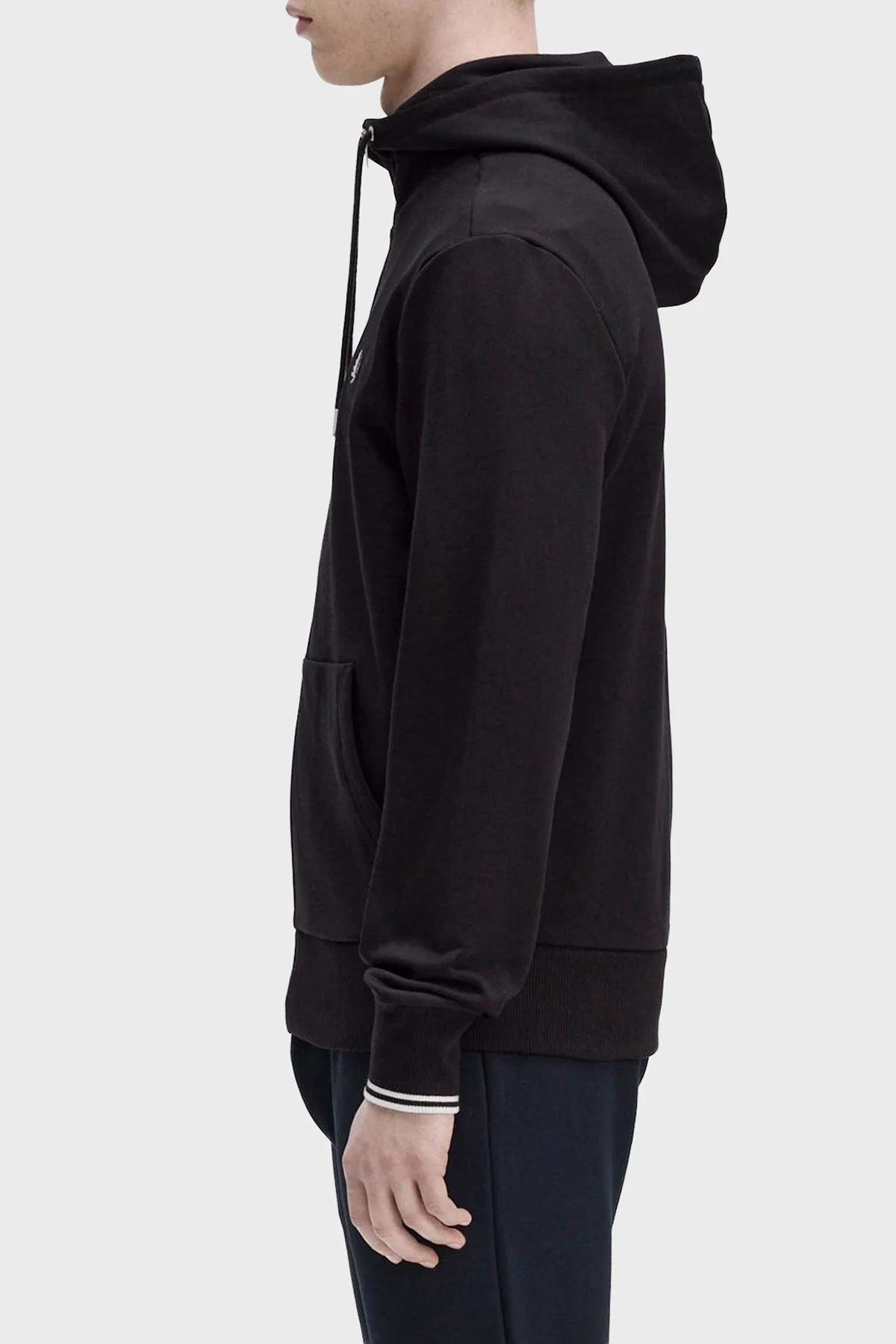 Fred Perry Logolu % 100 Pamuk Regular Fit Kapüşonlu Erkek Sweat J7536 198 SİYAH - 2