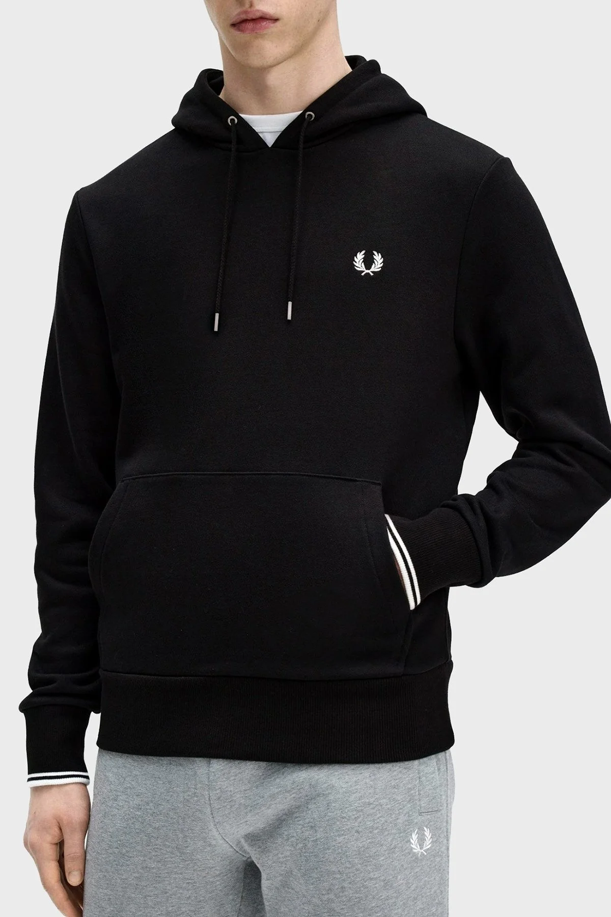 Fred Perry Logolu % 100 Pamuk Regular Fit Kapüşonlu Erkek Sweat M2643 102 SİYAH - 3