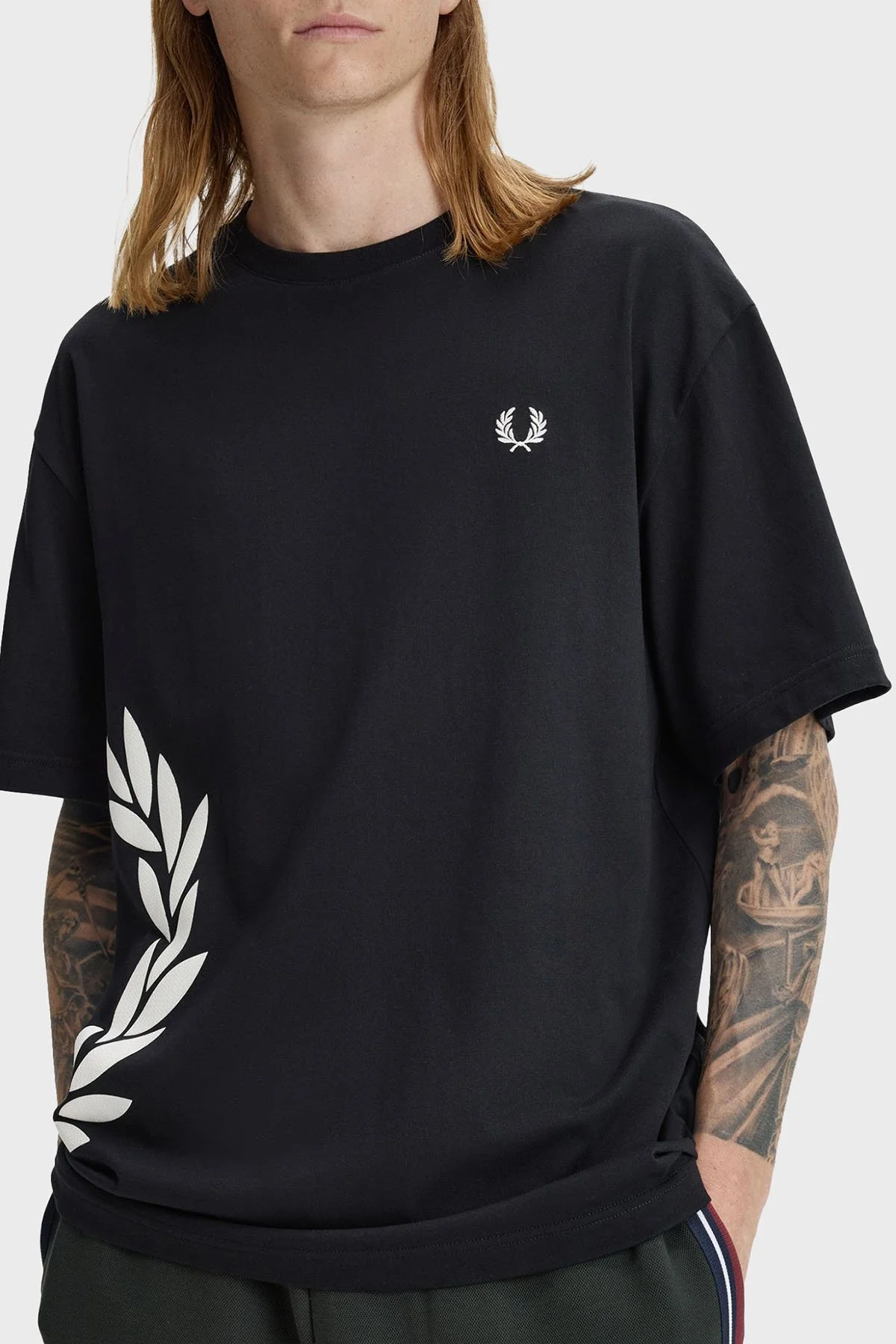 Fred Perry Logolu % 100 Pamuk Relaxed Fit Bisiklet Yaka Erkek T Shirt M2440 102 SİYAH - 6