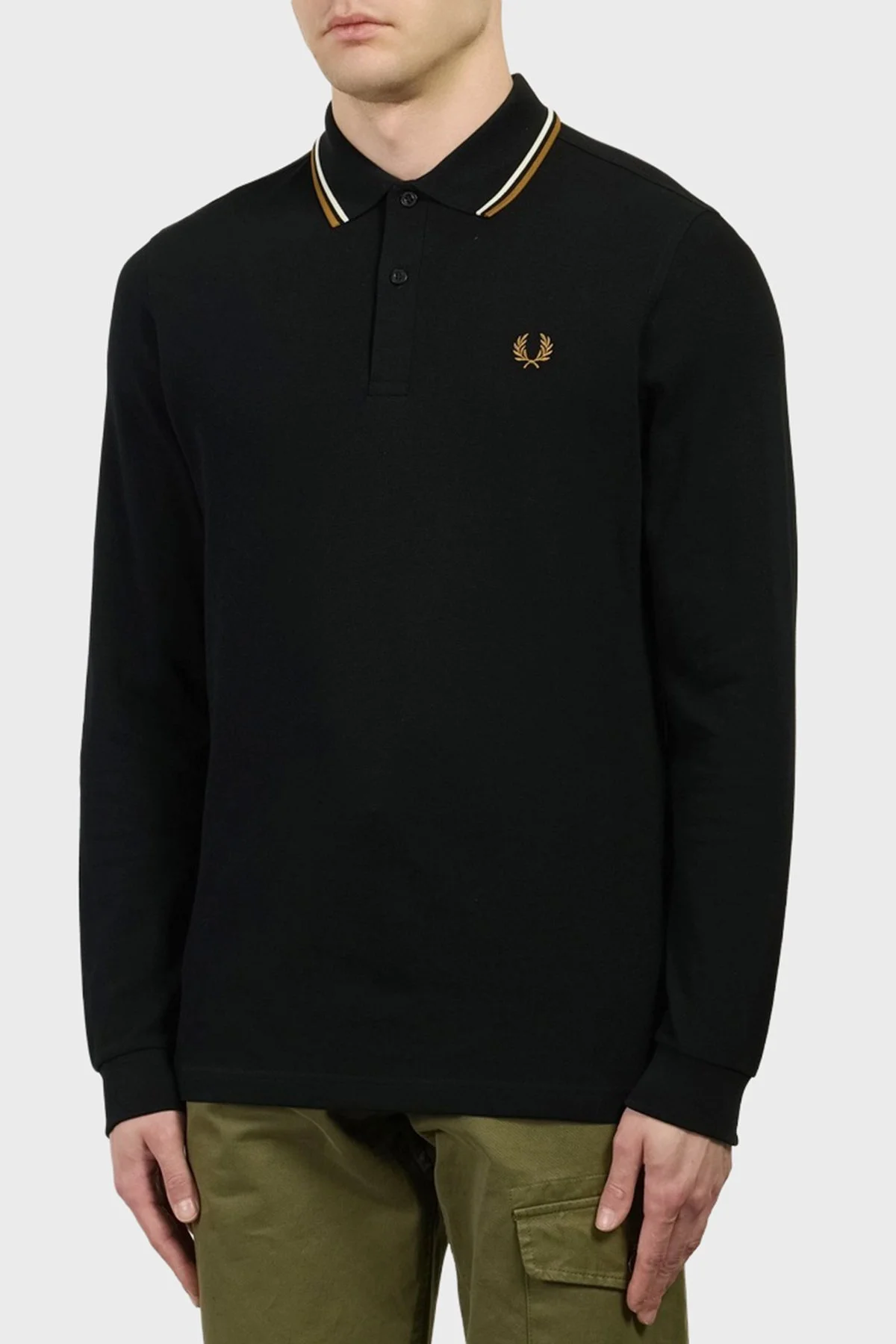 Fred Perry Logolu Pamuklu Düğmeli Erkek Polo Yaka Sweat M3636 P69 Siyah - 1