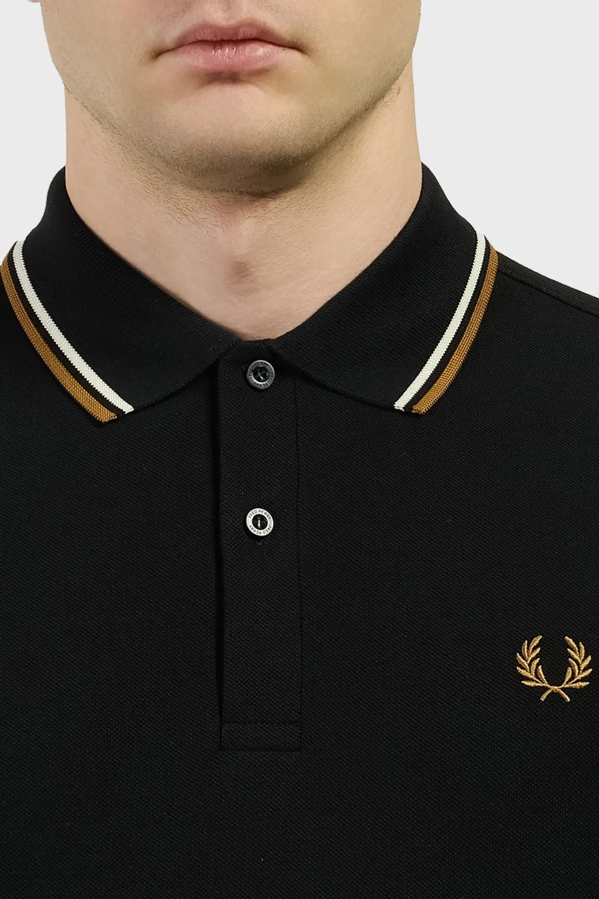 Fred Perry Logolu Pamuklu Düğmeli Erkek Polo Yaka Sweat M3636 P69 Siyah - 3