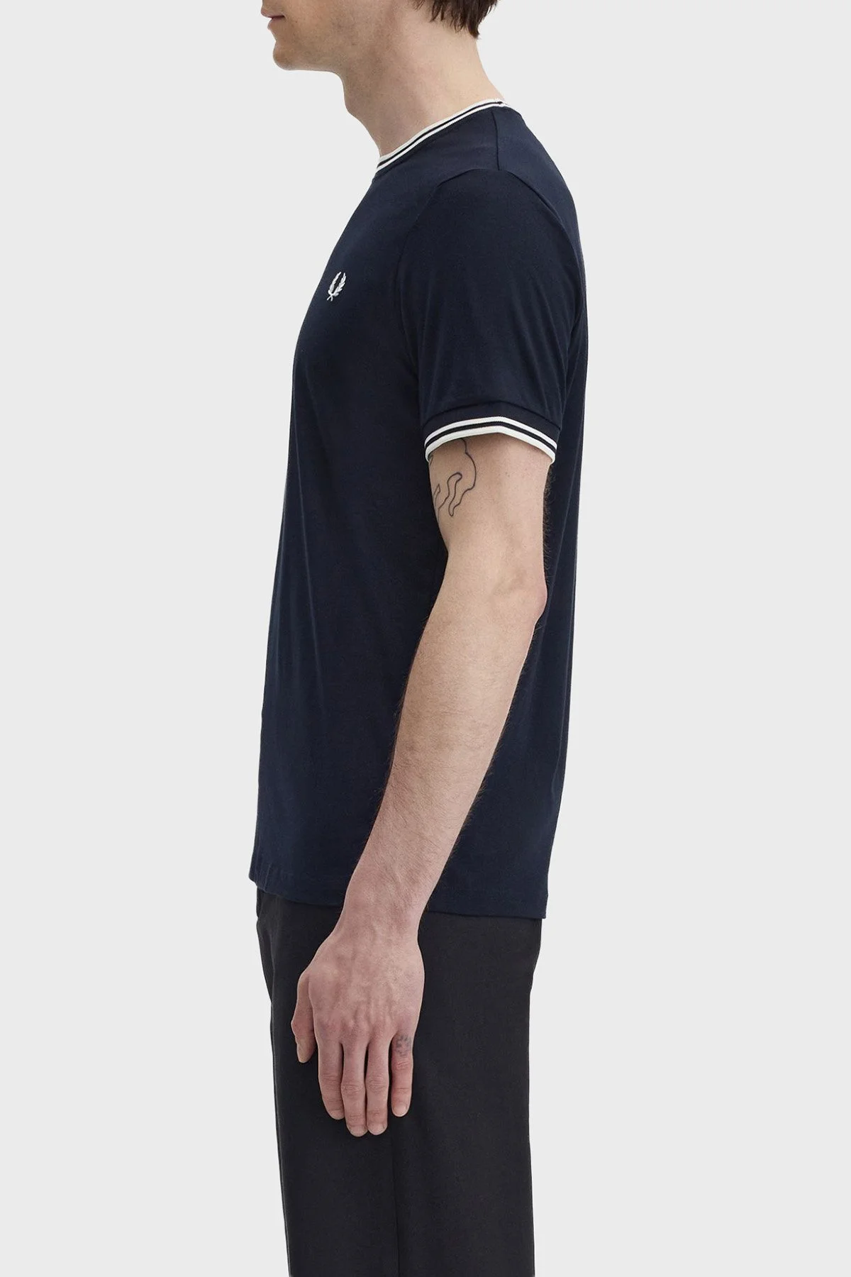 Fred Perry Logolu Pamuklu Regular Fit Bisiklet Yaka Erkek T Shirt M1588V 795 LACİVERT - 3