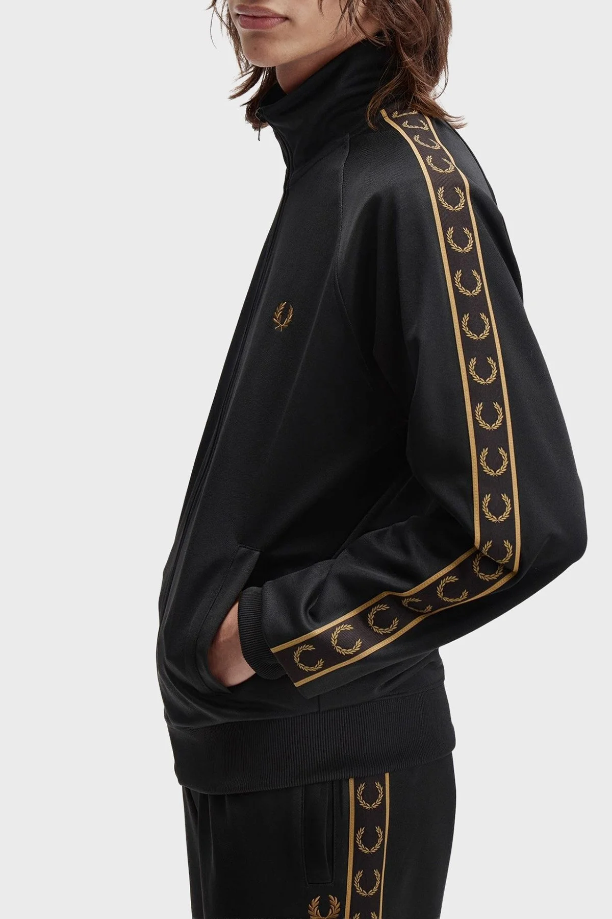 Fred Perry Logolu Pamuklu Regular Fit Dik Yaka Erkek Sweat J5557 S77 SİYAH - 4