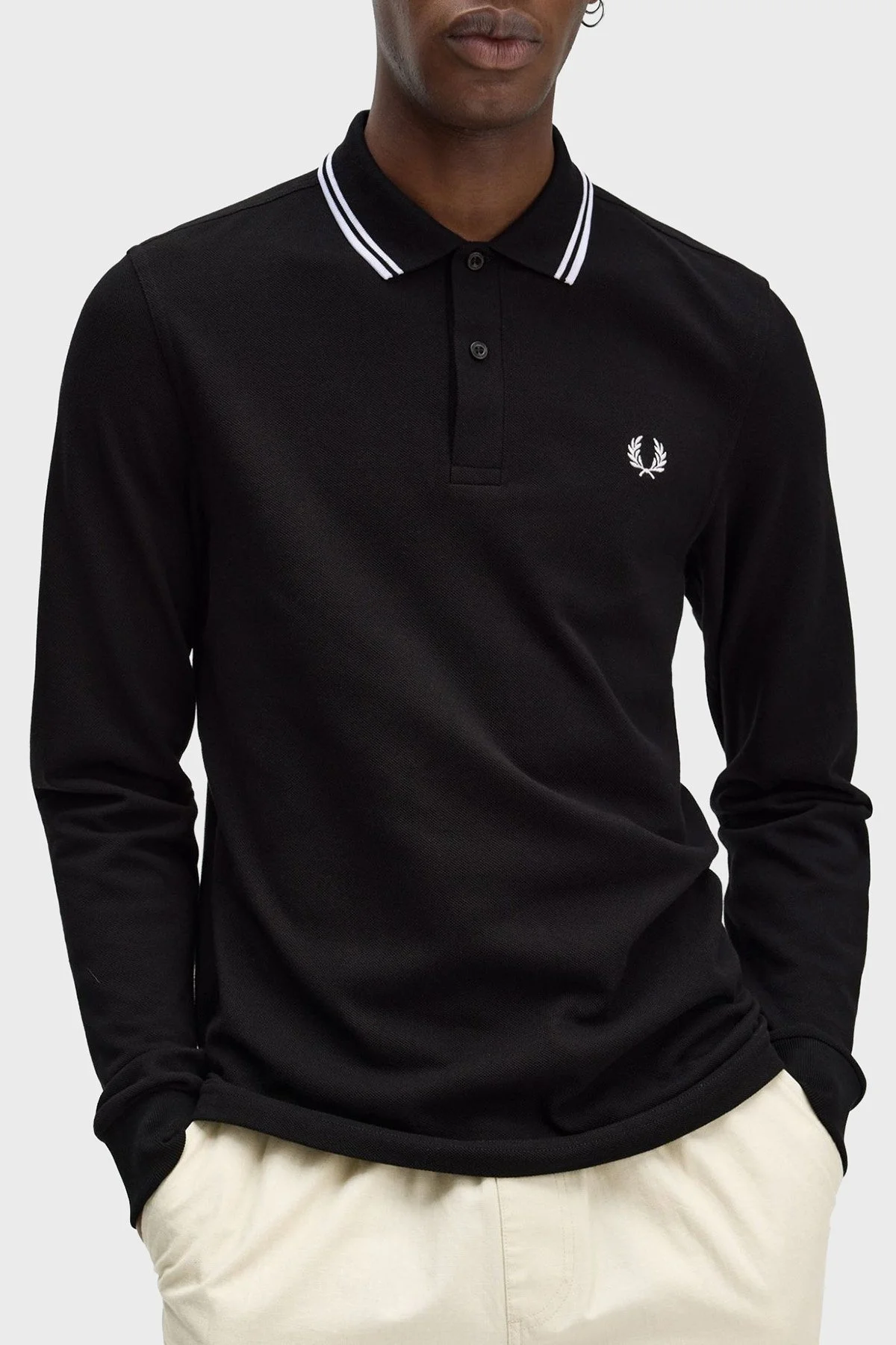 Fred Perry Logolu Pamuklu Regular Fit Düğmeli Erkek Polo Yaka Sweat M3636 350 SİYAH - 3